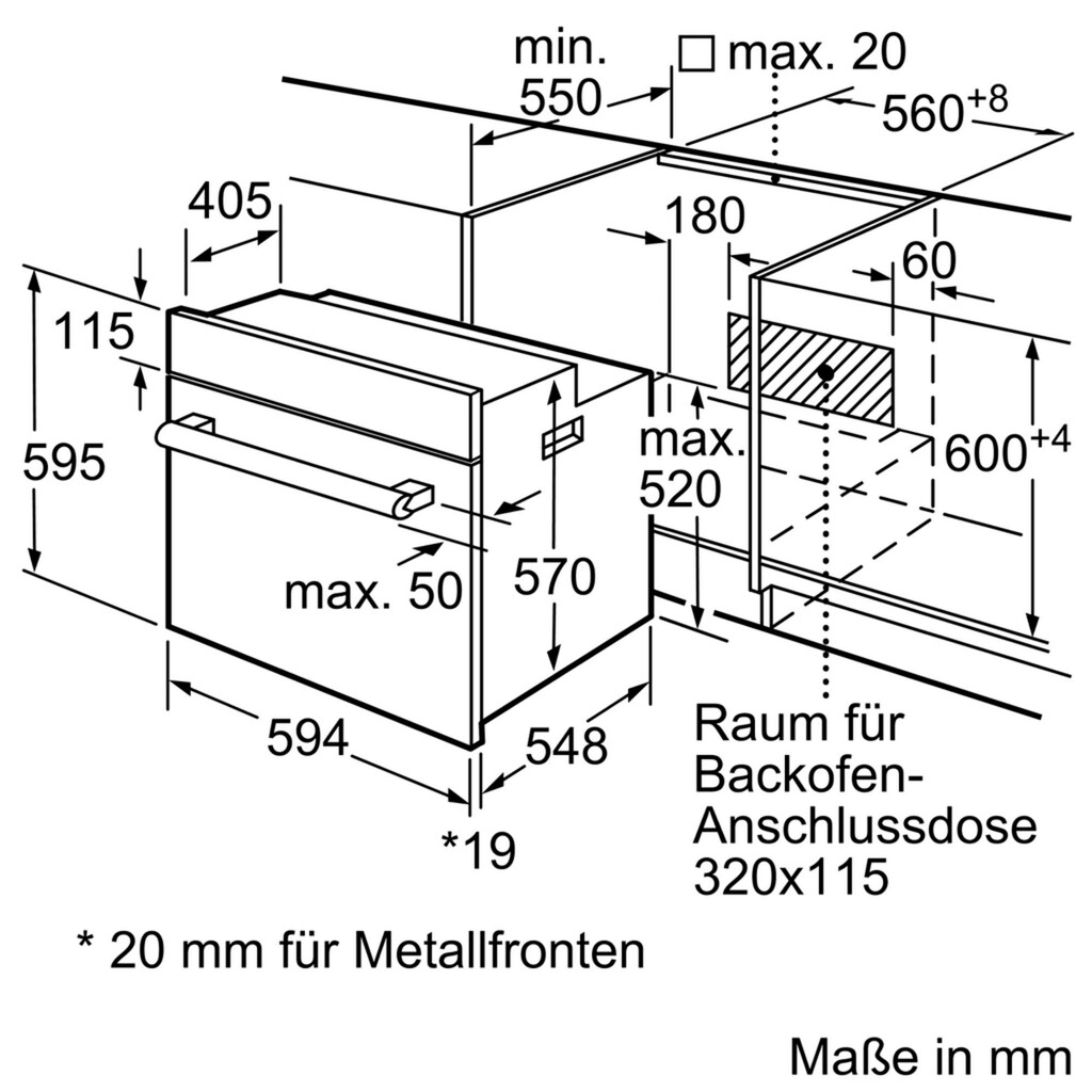 SIEMENS Backofen-Set »EQ112IA1ZM«, HB113FBS1, mit Teleskopauszug nachrüstbar