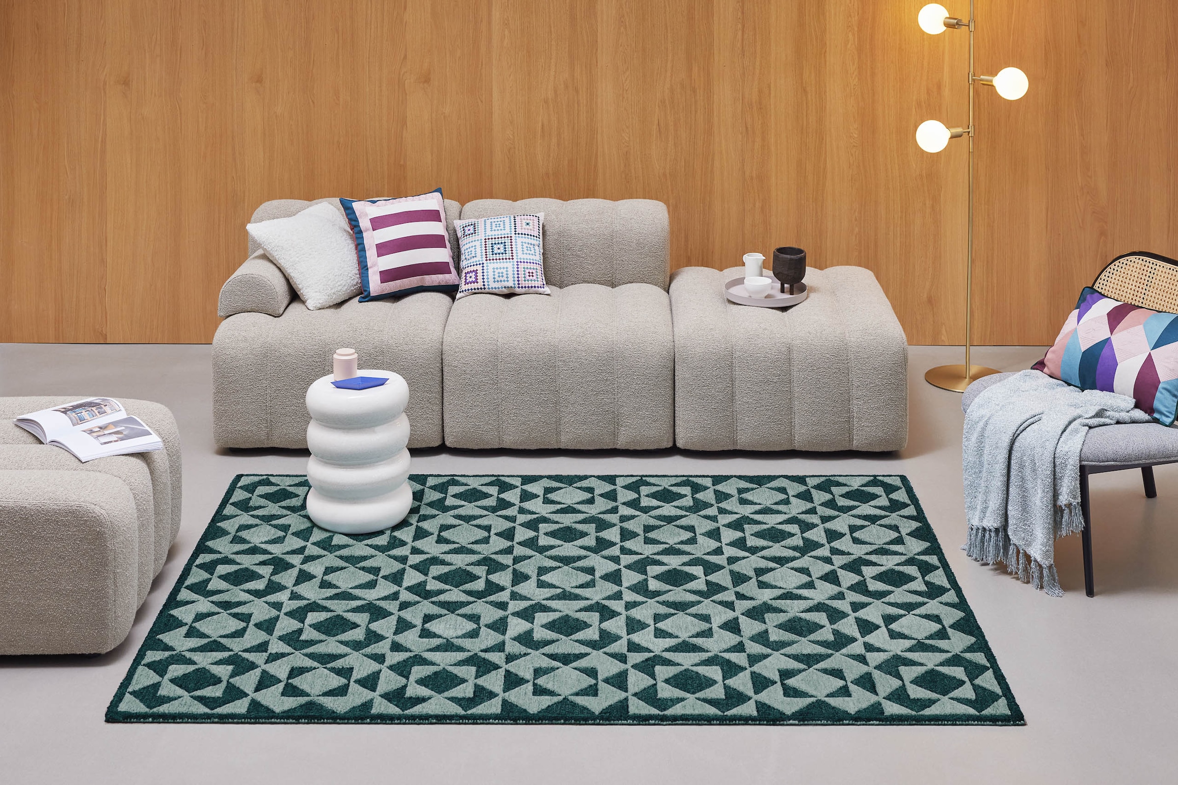 Wecon home Teppich »Downtown« rechteckig 10 mm Höhe handgefertigt, pflegeleicht, Fasermix, Wohnzimmer, Schlafzimmer