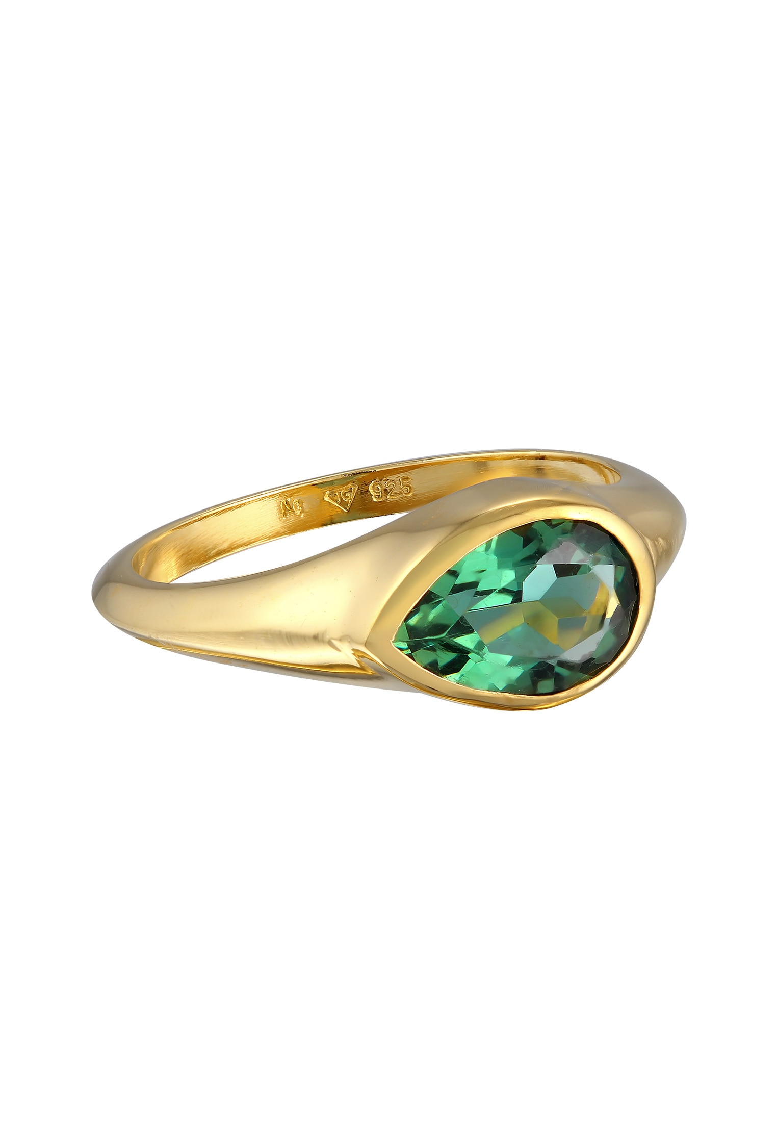 Elli Premium Silberring »Ring Quarz Grün Klassik 925 Silber vergoldet«