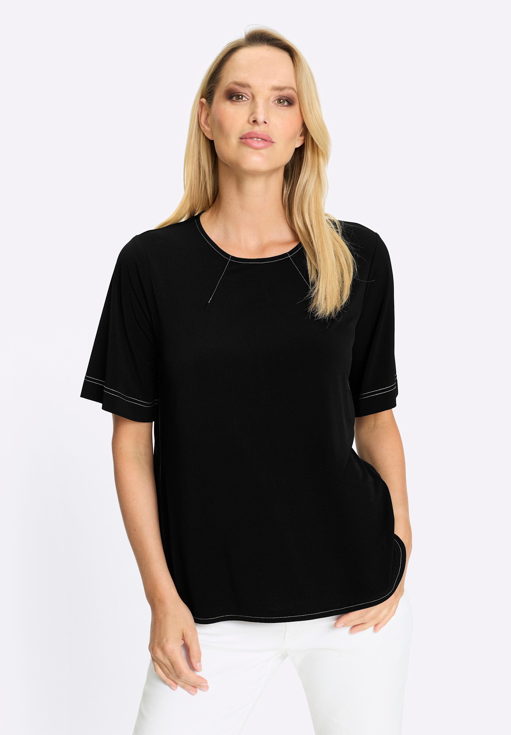 heine T-Shirt »Shirt T-Shirt mit Ziernähten, kontrastfarben«