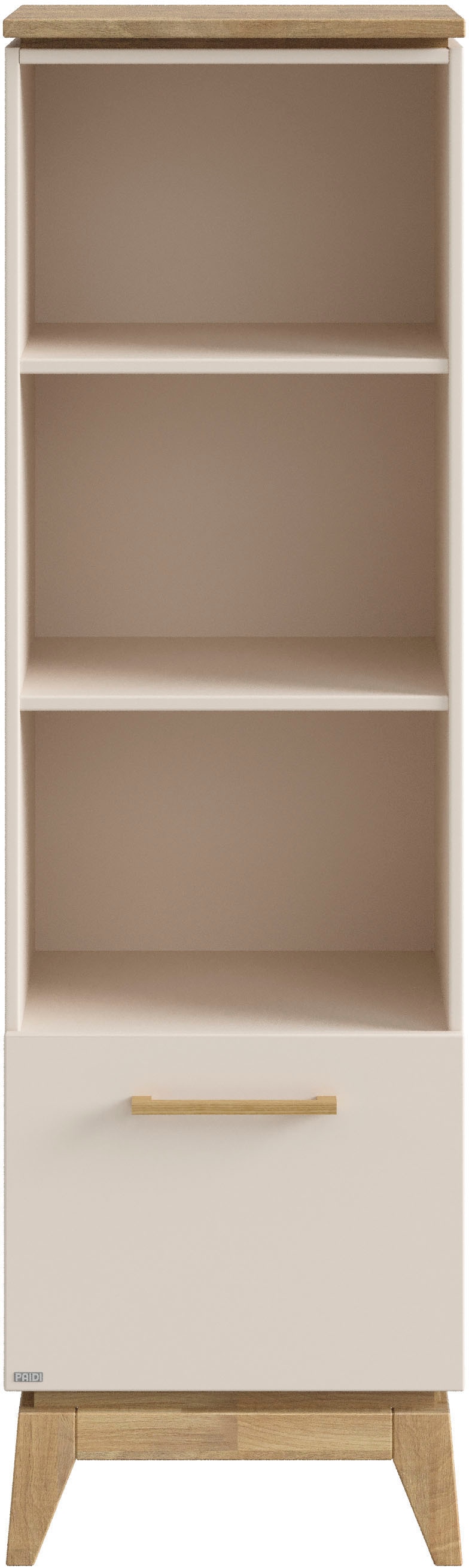 PAIDI Standregal »STIENE in Beige oder Grau, 3 offene Fächer, 1 Schublade mit Soft-Close« B/H/T ca. 48/161/40cm,  modernes und langlebiges Regal mit Massivholz, Highboard