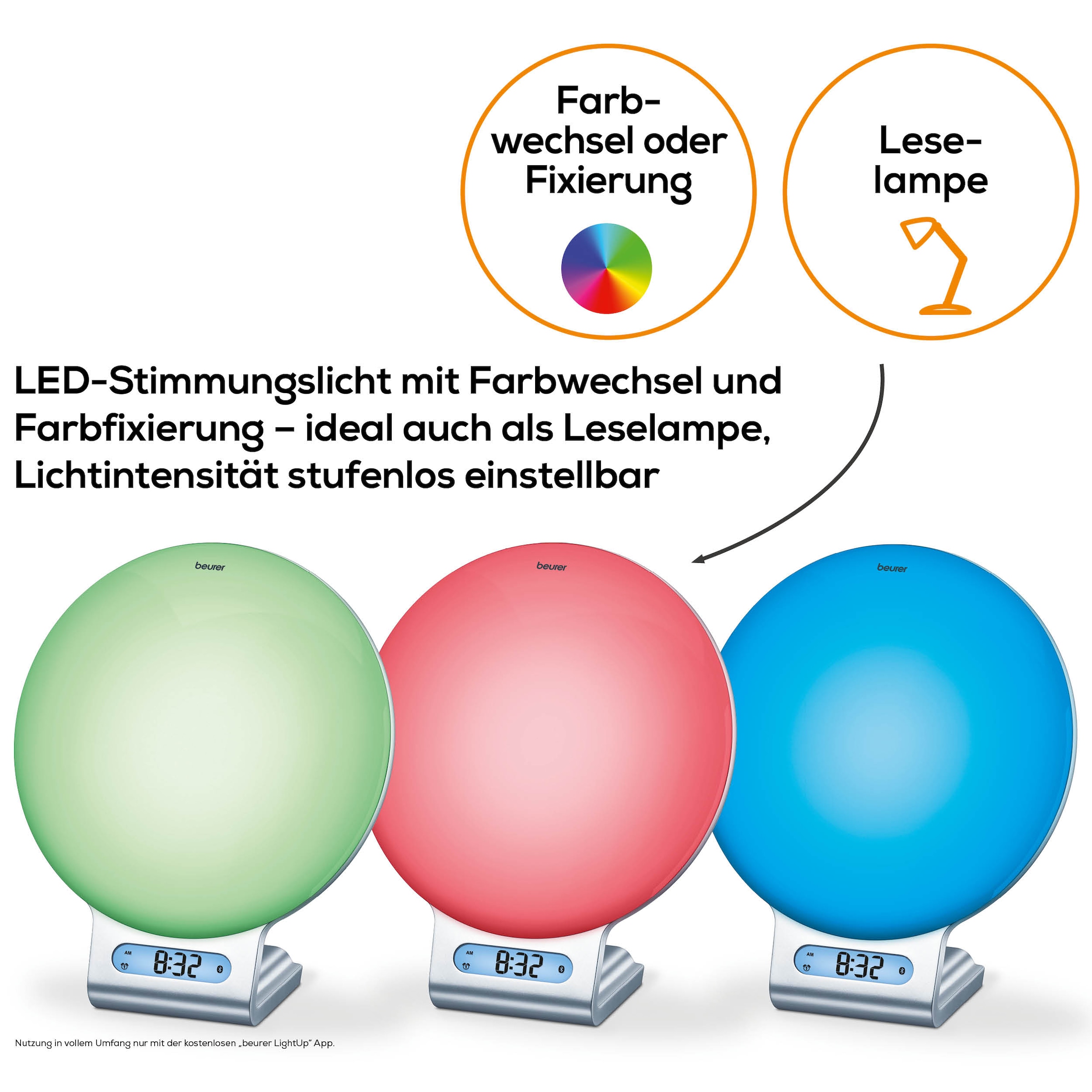 BEURER Tageslichtwecker »WL 75 Lichtwecker für natürliches Einschlafen und sanftes Aufwachen«, Simuliert Sonnenauf- und untergang, inkl. Radiofunktion