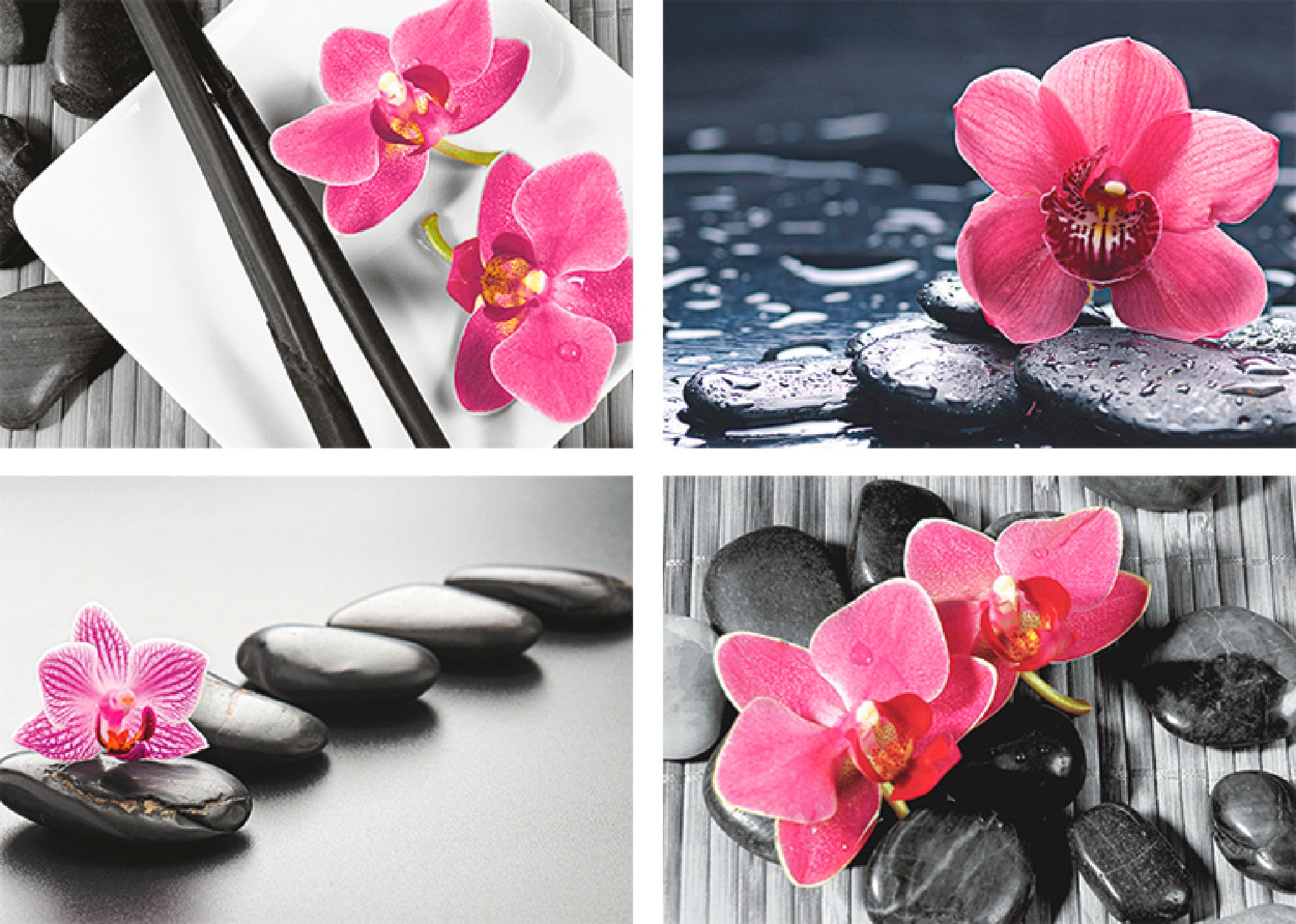 Artland Poster »Asiatische Komposition Orchidee Zen«, Zen, (4 St.), Poster, Wandbild, Bild, Wandposter