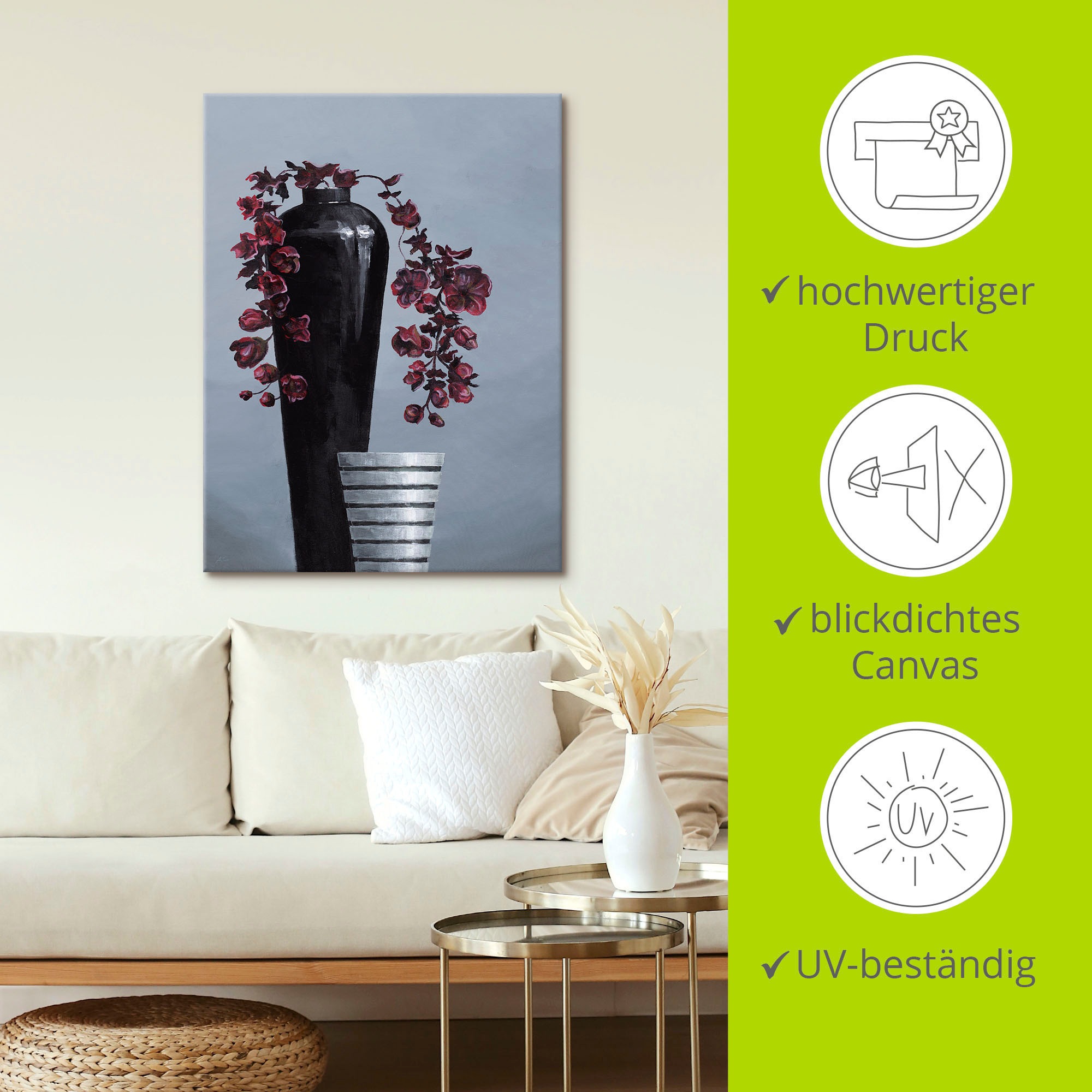 Artland Wandbild »Metallische Vasen«, Vasen & Töpfe, (1 St.), als Alubild, Outdoorbild, Leinwandbild, Wandaufkleber, versch. Größen