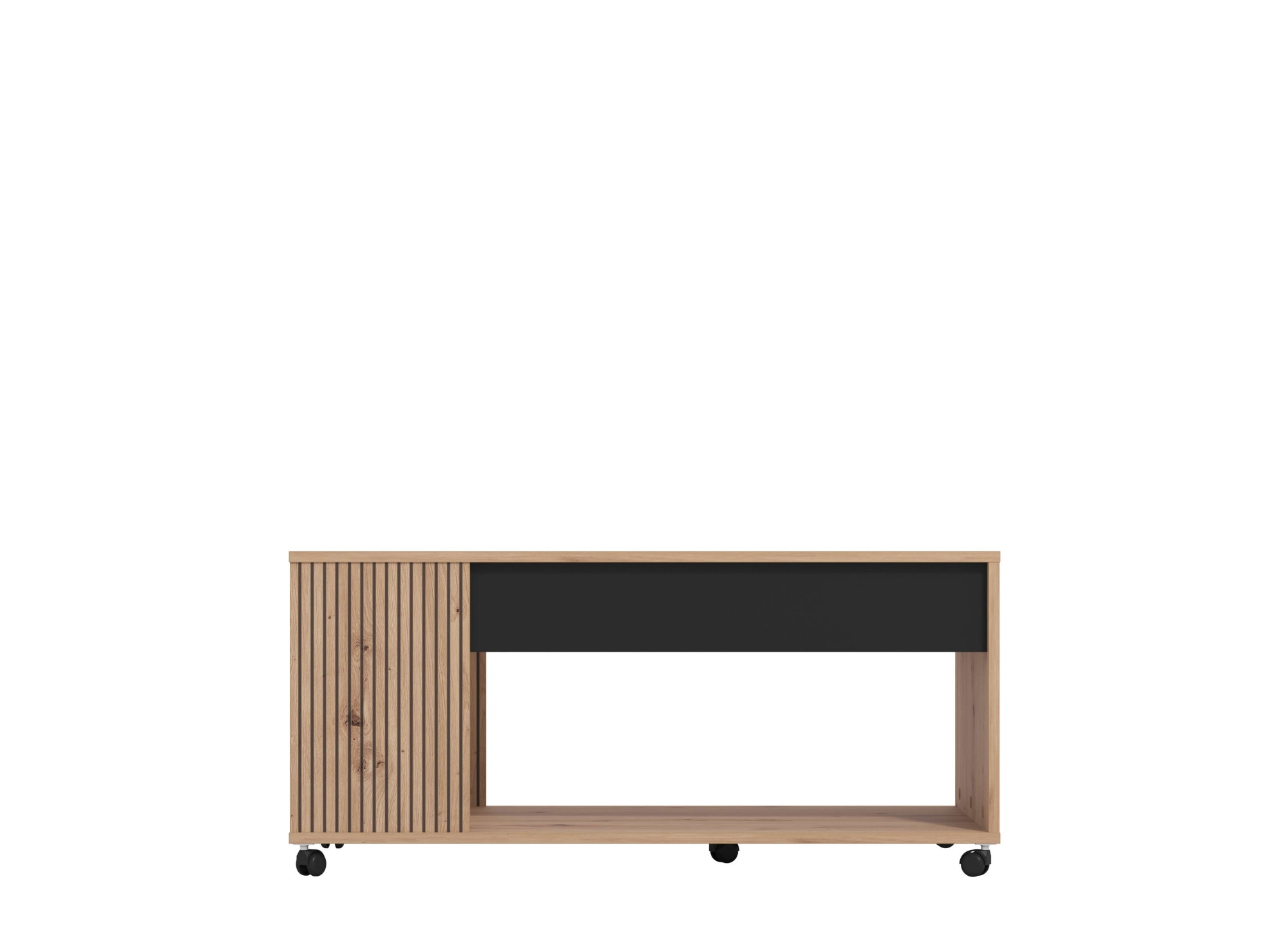 Home affaire Couchtisch »Mayenne Kaffeetisch, 101 cm, rechteckig, modern design, mit rollen«, mit Schublade, mit dekorativen schwarzen Streifen, in Artisan Eiche