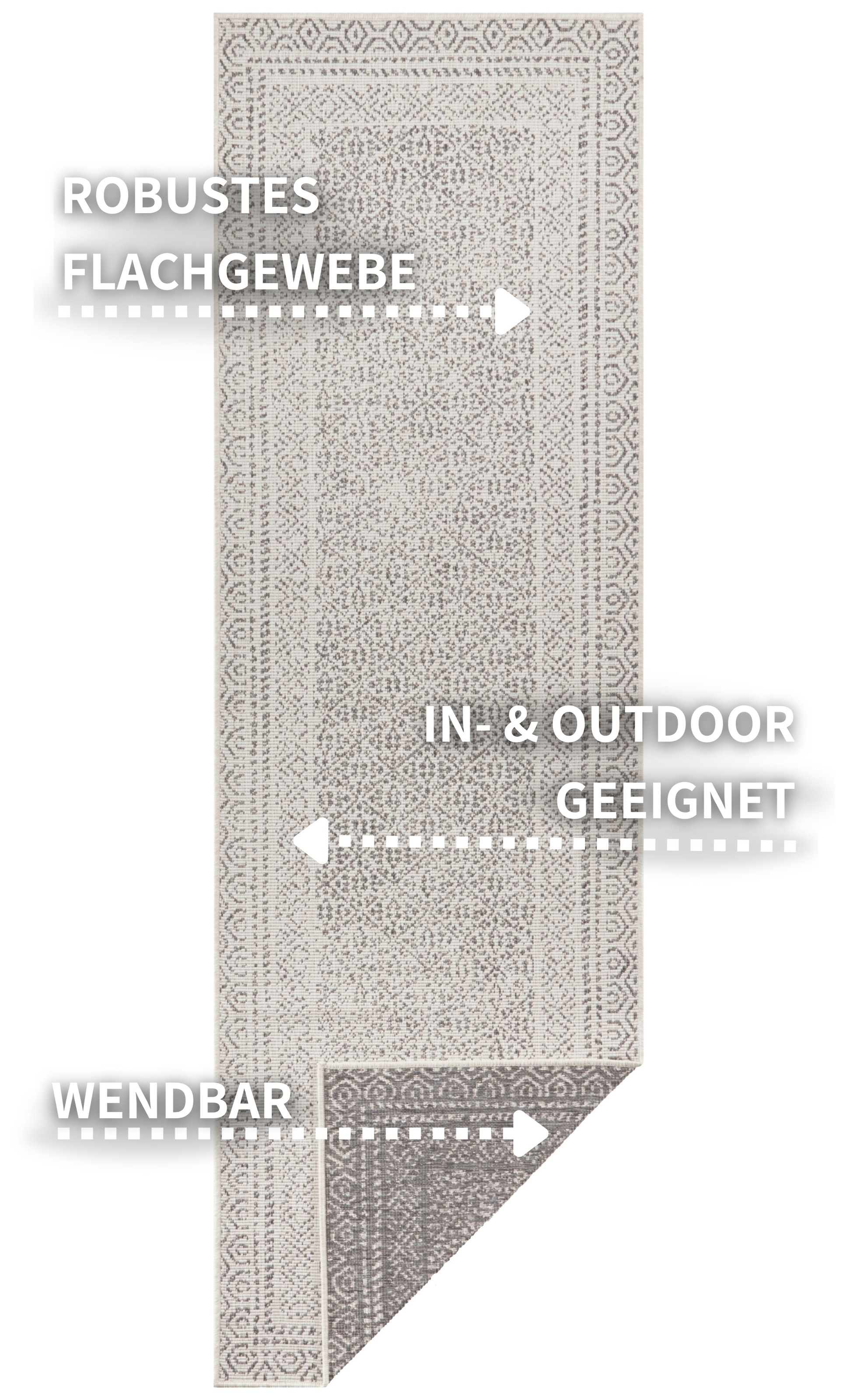 my home Teppich »Bernard Wendeteppich«, rechteckig, 5 mm Höhe, auch als Läufer, Robust, Pflegeleicht, Flachgewebe, In- und Outdoor