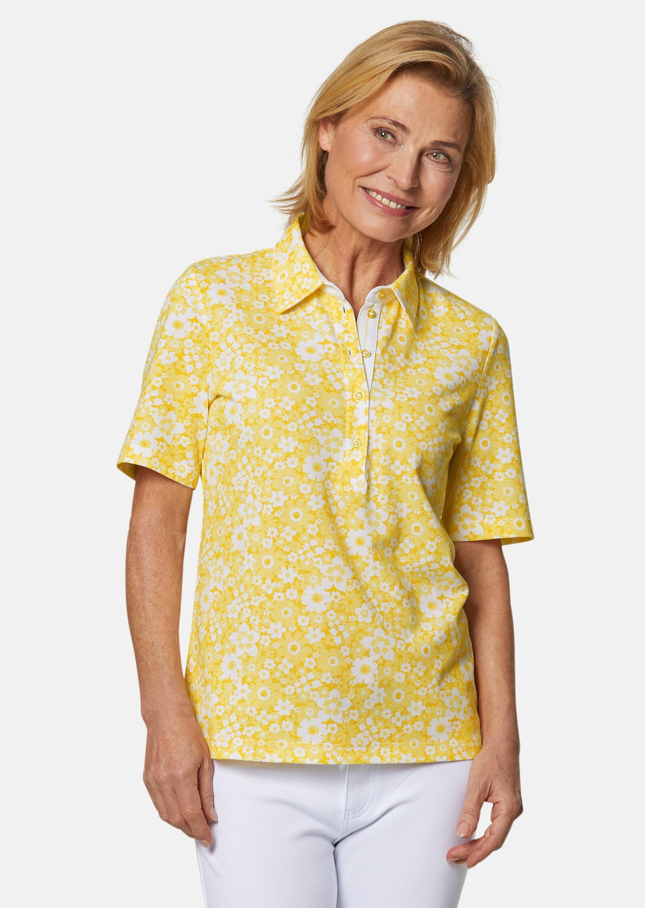 GOLDNER Poloshirt »Kurzgröße Pikee-Druckpoloshirt«