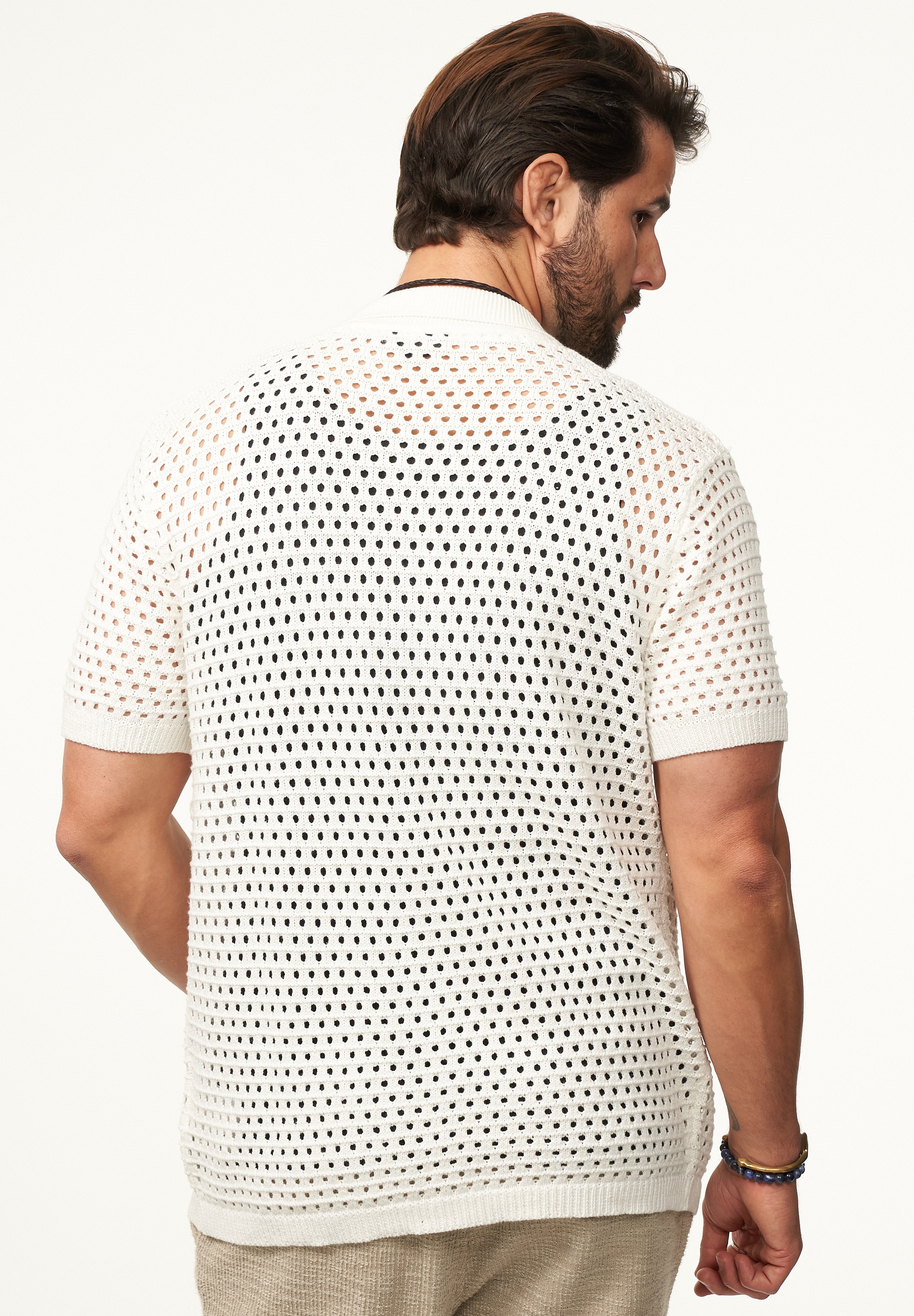 SOULSTAR Poloshirt »Kurzarm Strickhemd im Cardigan Stil mit Knopfleiste für Herren« Herren Kurzarm Strick Polo-Hemd Cardigan T-Shirt