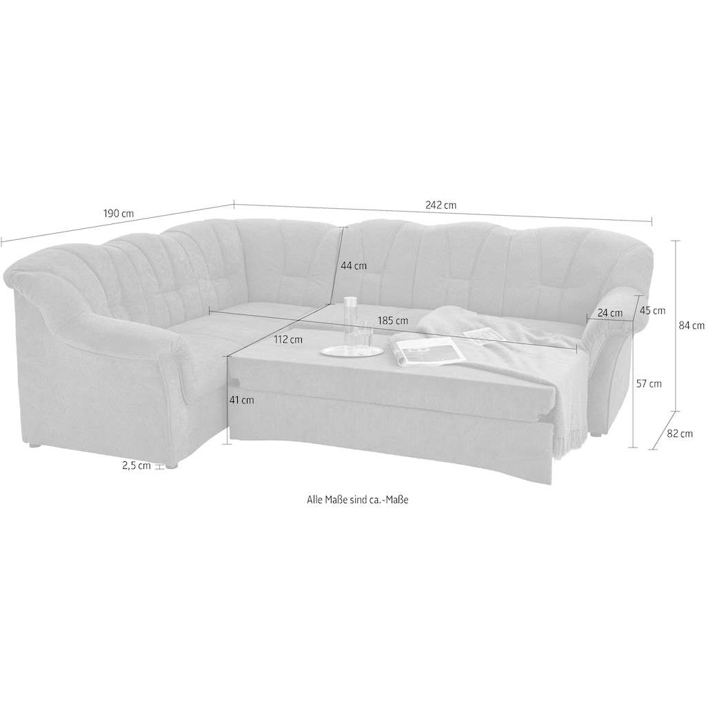 DOMO collection Ecksofa »Papenburg B/T/H: 242/190/84 cm L-Form«