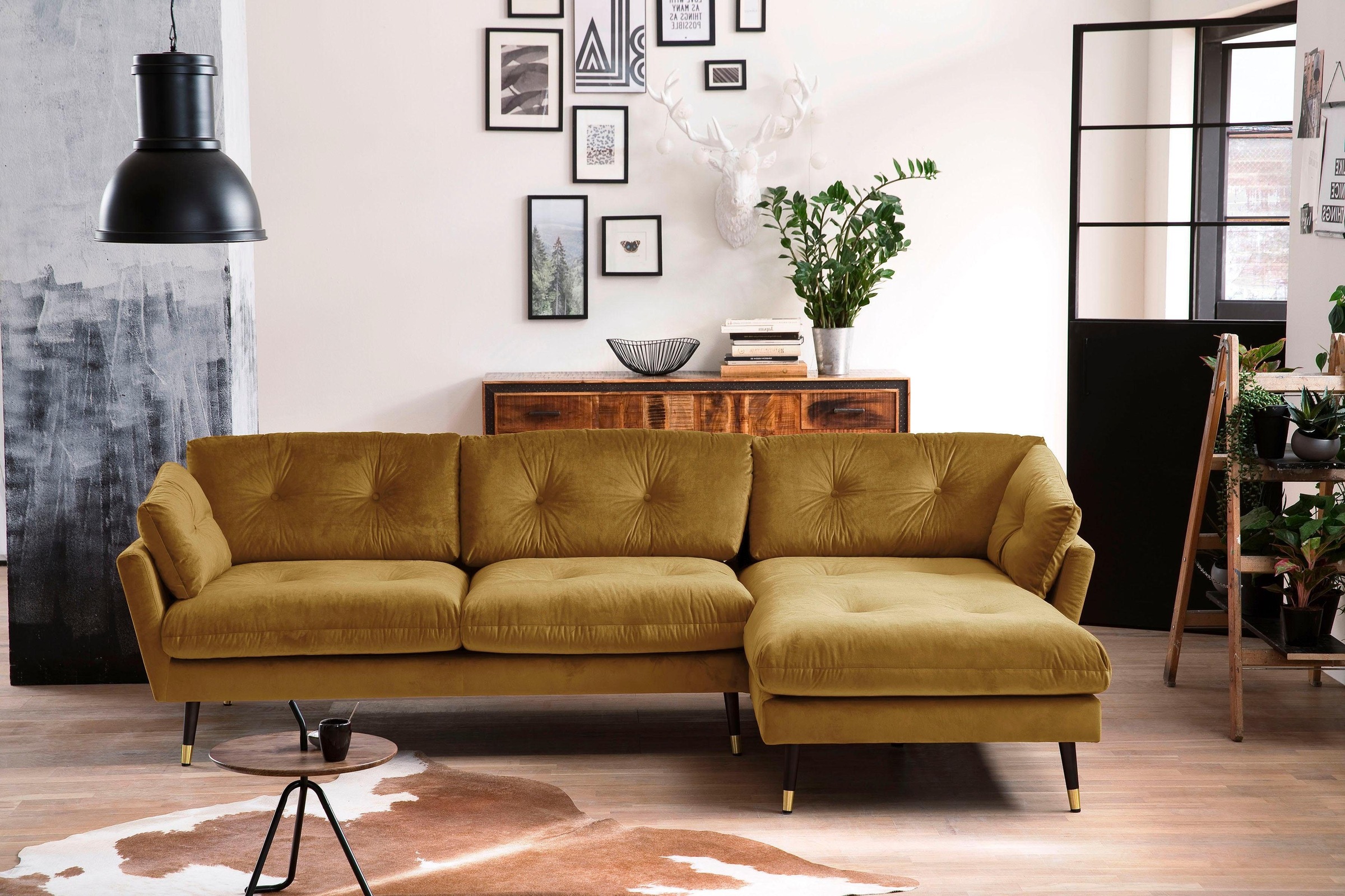 Trends by HG Ecksofa »Japan L-Form«, mit Fuß in Holz-Metallkombination, Recamiere rechts oder links