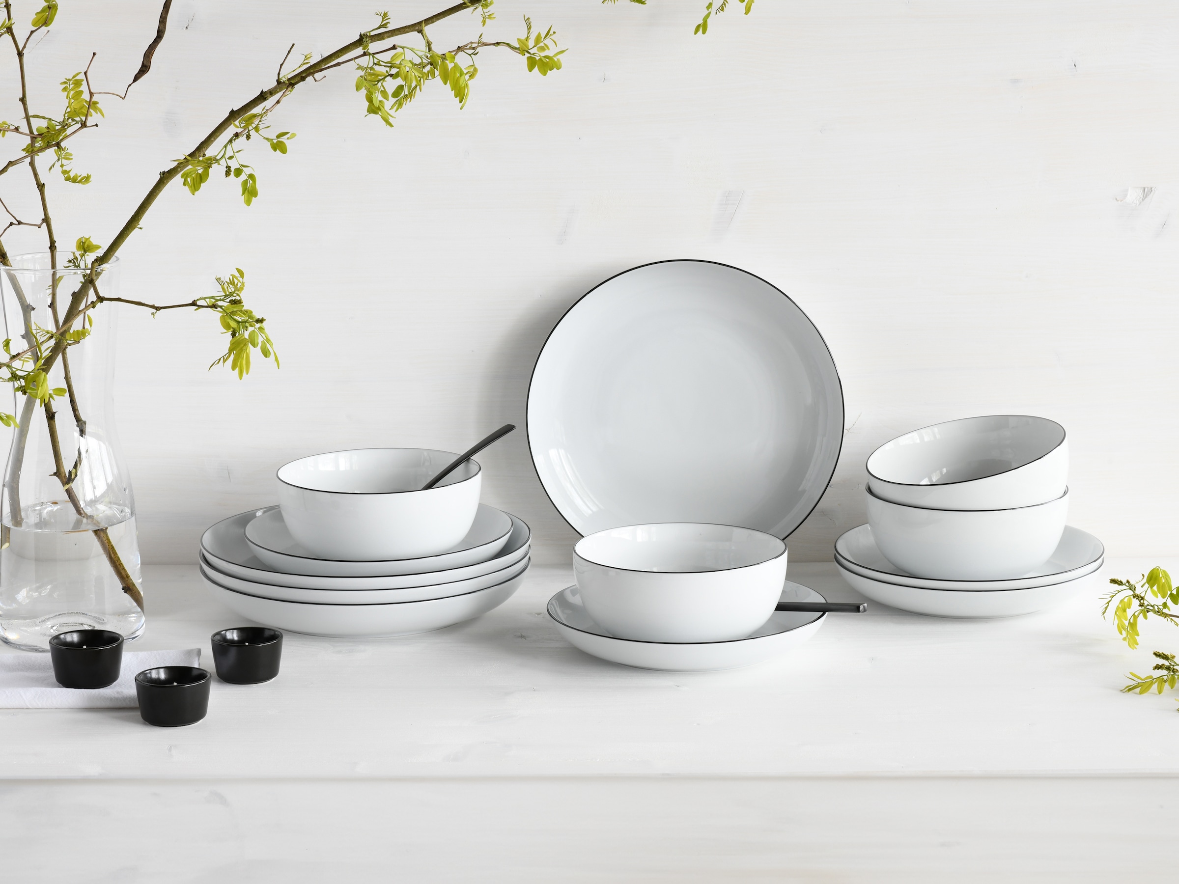 CreaTable Teller-Set »Allround Black Line, Tellerset 12-tlg« Daily Use, Zeitlos