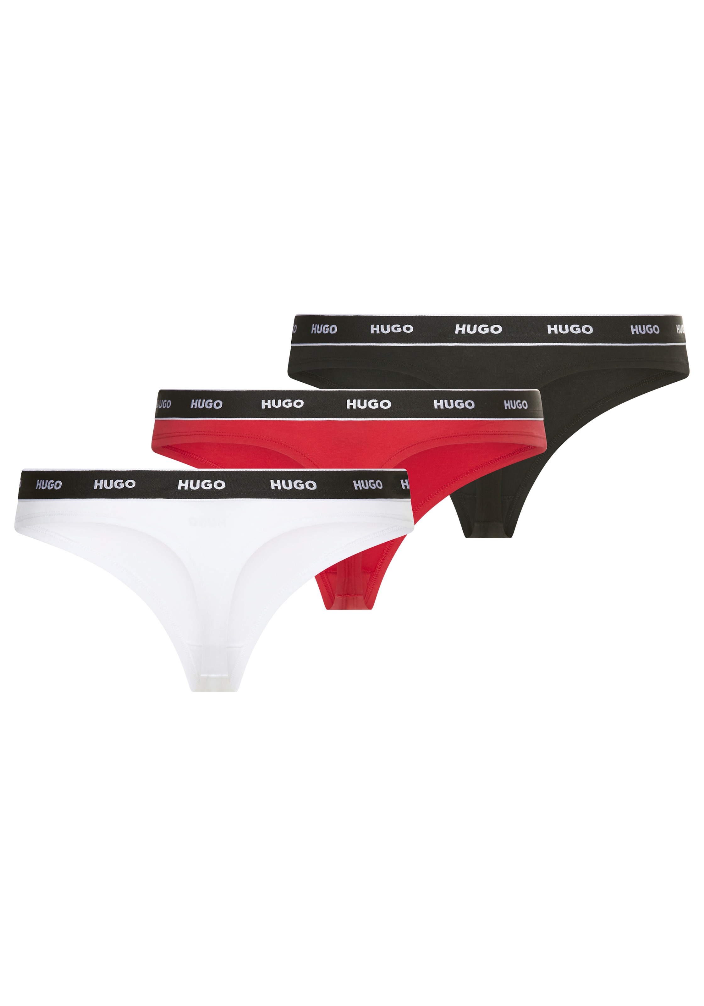 HUGO Underwear String »TRIPLET THONG STRIPE« elastischer Bund mit Logo, enganliegend