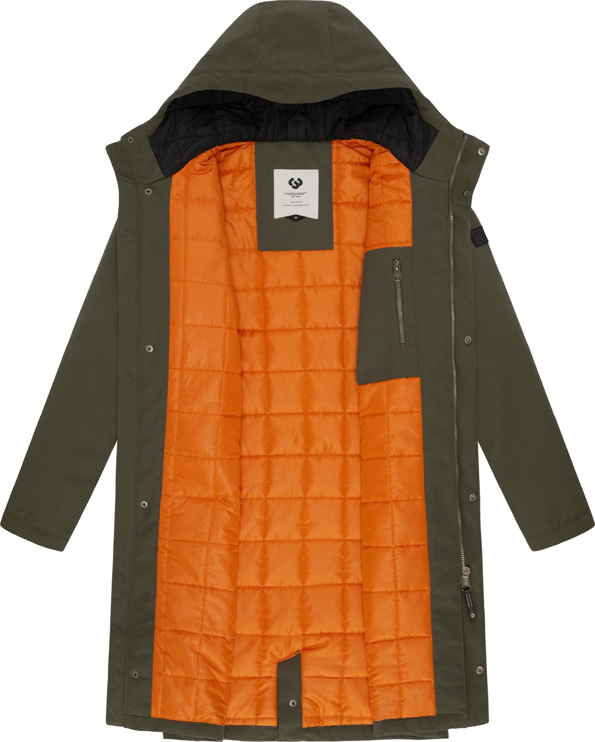 Ragwear Wintermantel »Wintermantel Mr Them Long«, Lange Herren Winterjacke mit Kapuze