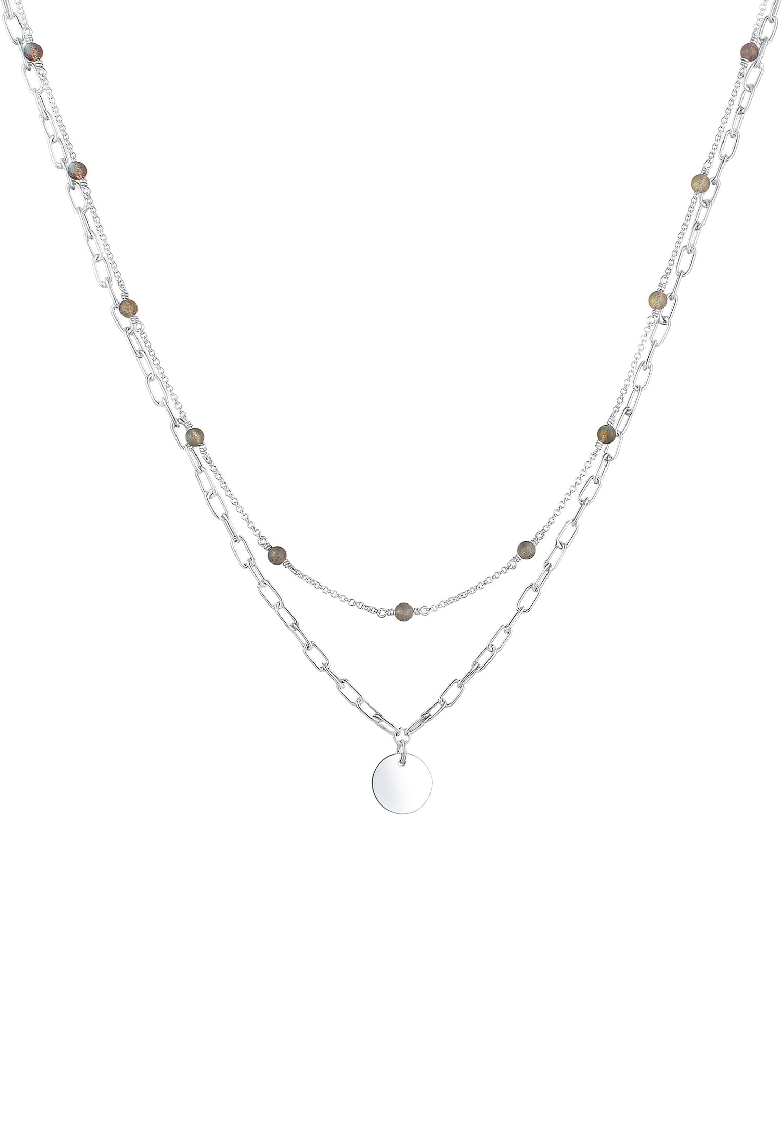 Elli Premium Silberkette »Halskette Layer Gliederkette Labradorit 925 Sterling Silber«