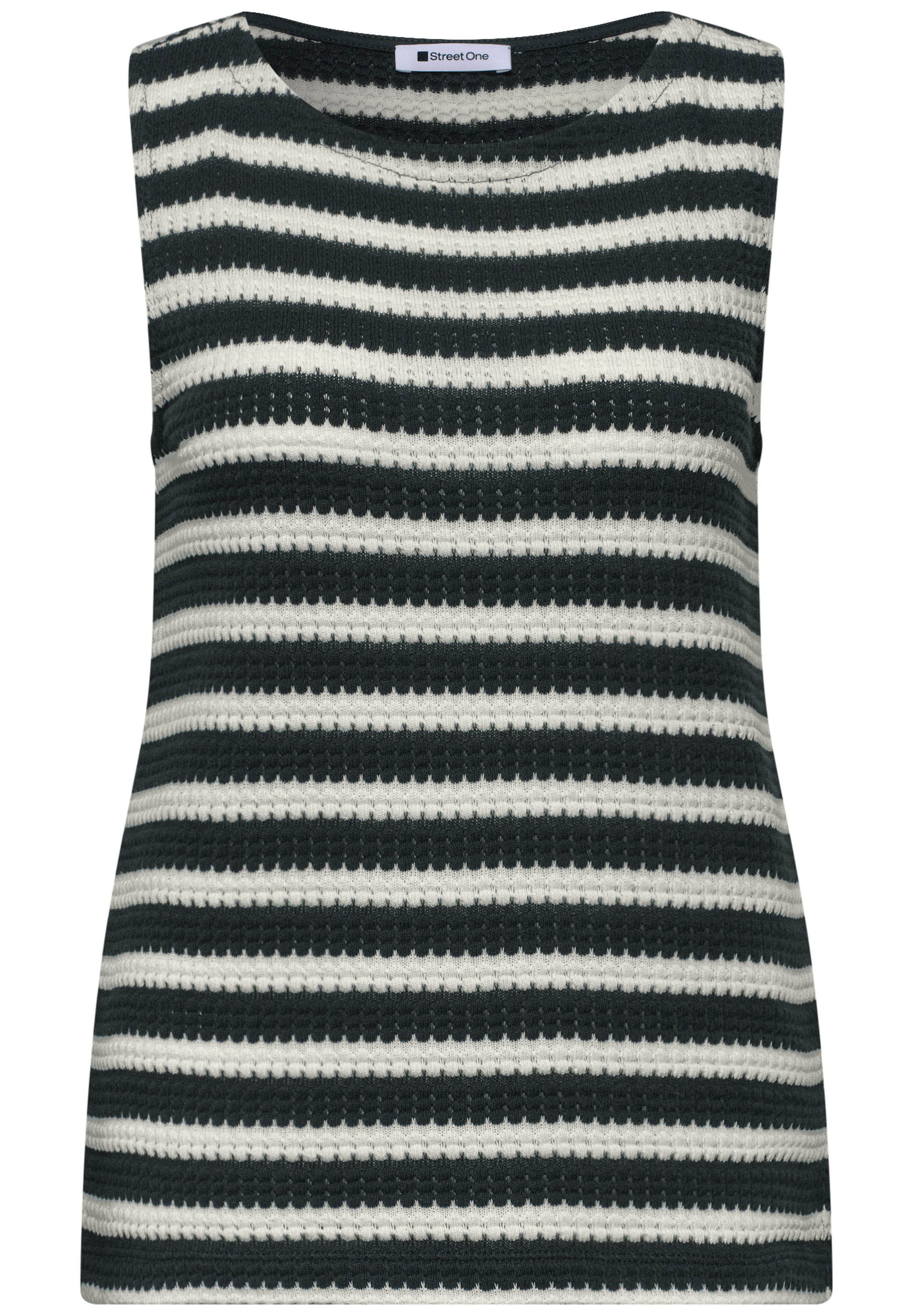 STREET ONE Stricktop Sommertop in Strick-Optik- gestreift