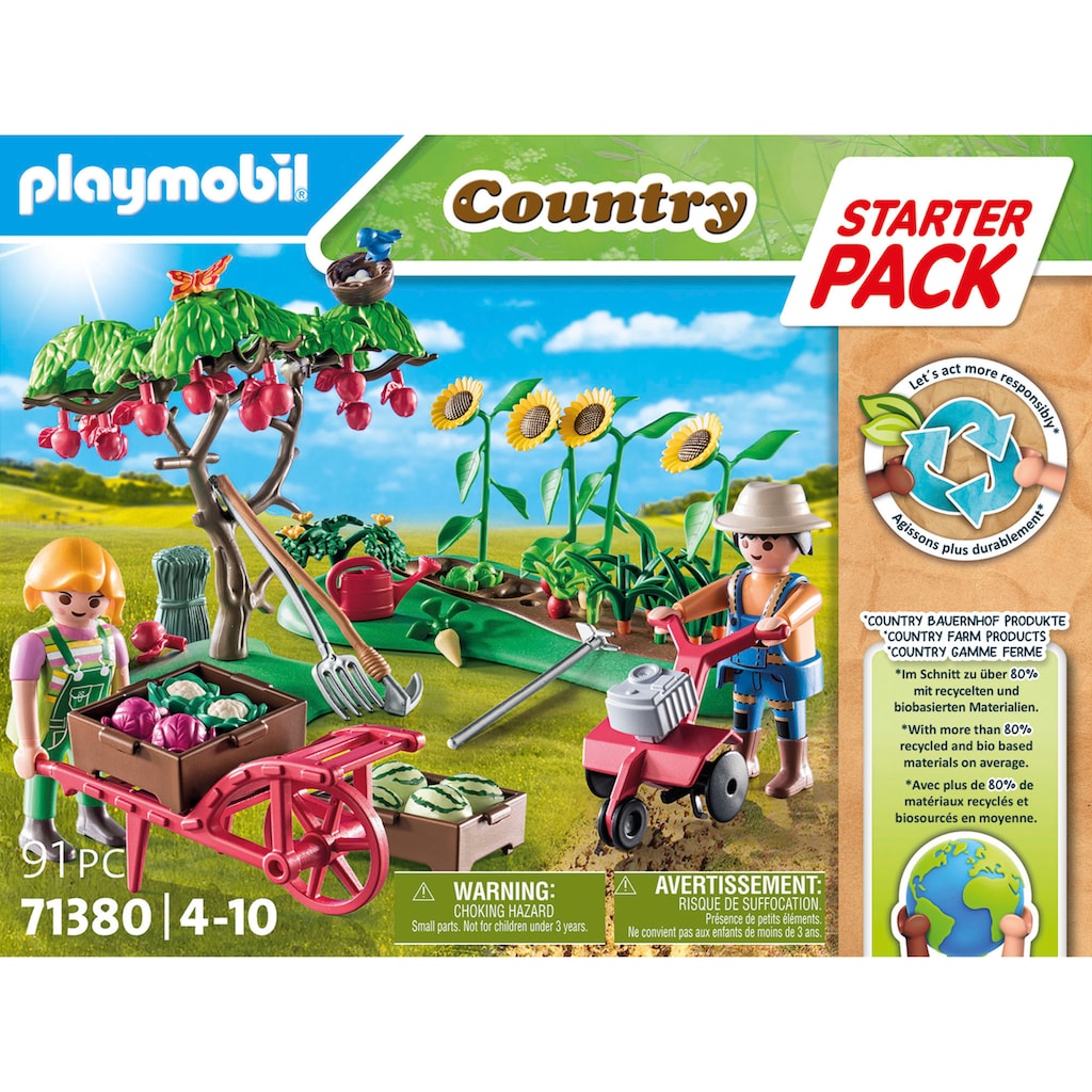 Playmobil® Konstruktions-Spielset »Starter Pack, Bauernhof Gemüsegarten (71380), Country«, (91 St.)