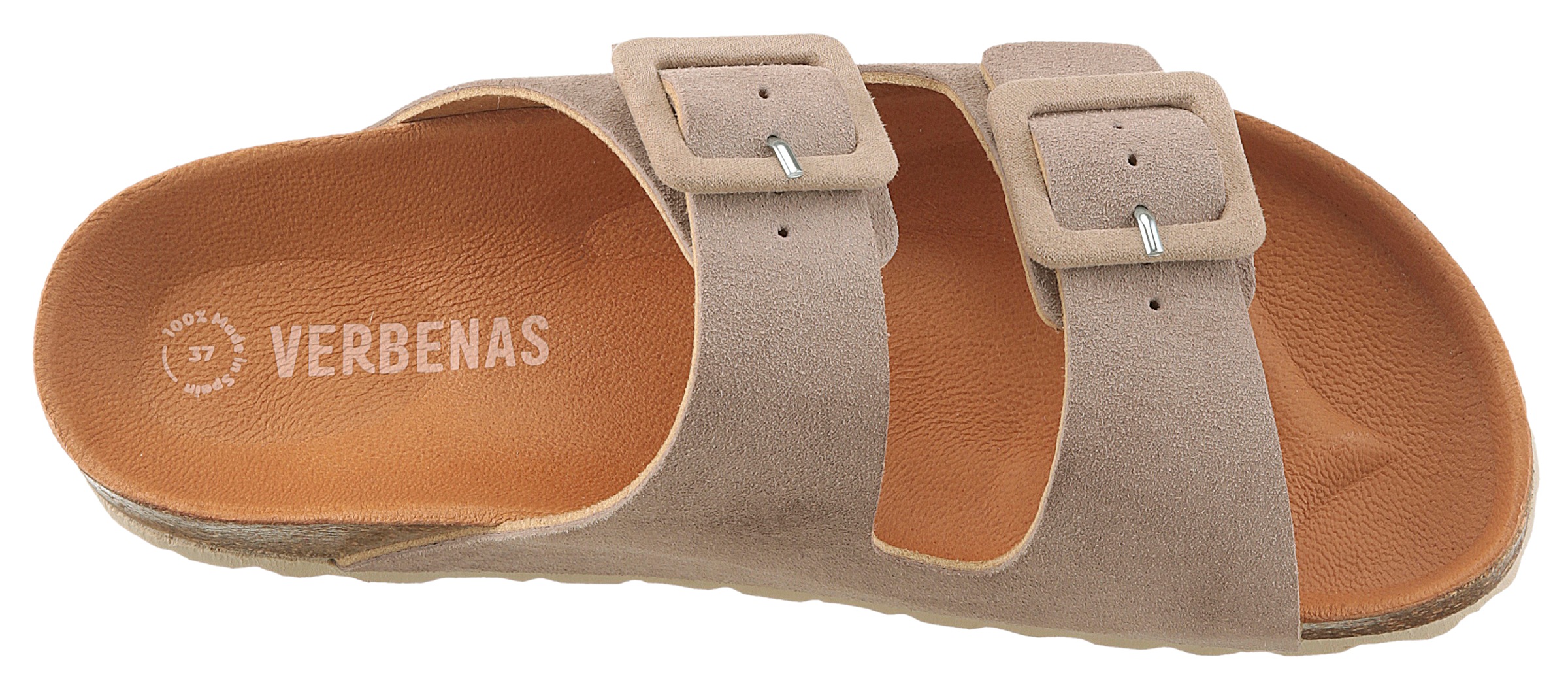 VERBENAS Pantolette »Randell Velour«, Sommerschuh, Schlappen, Hausschuh, Urlaubschuh mit Softfußbett