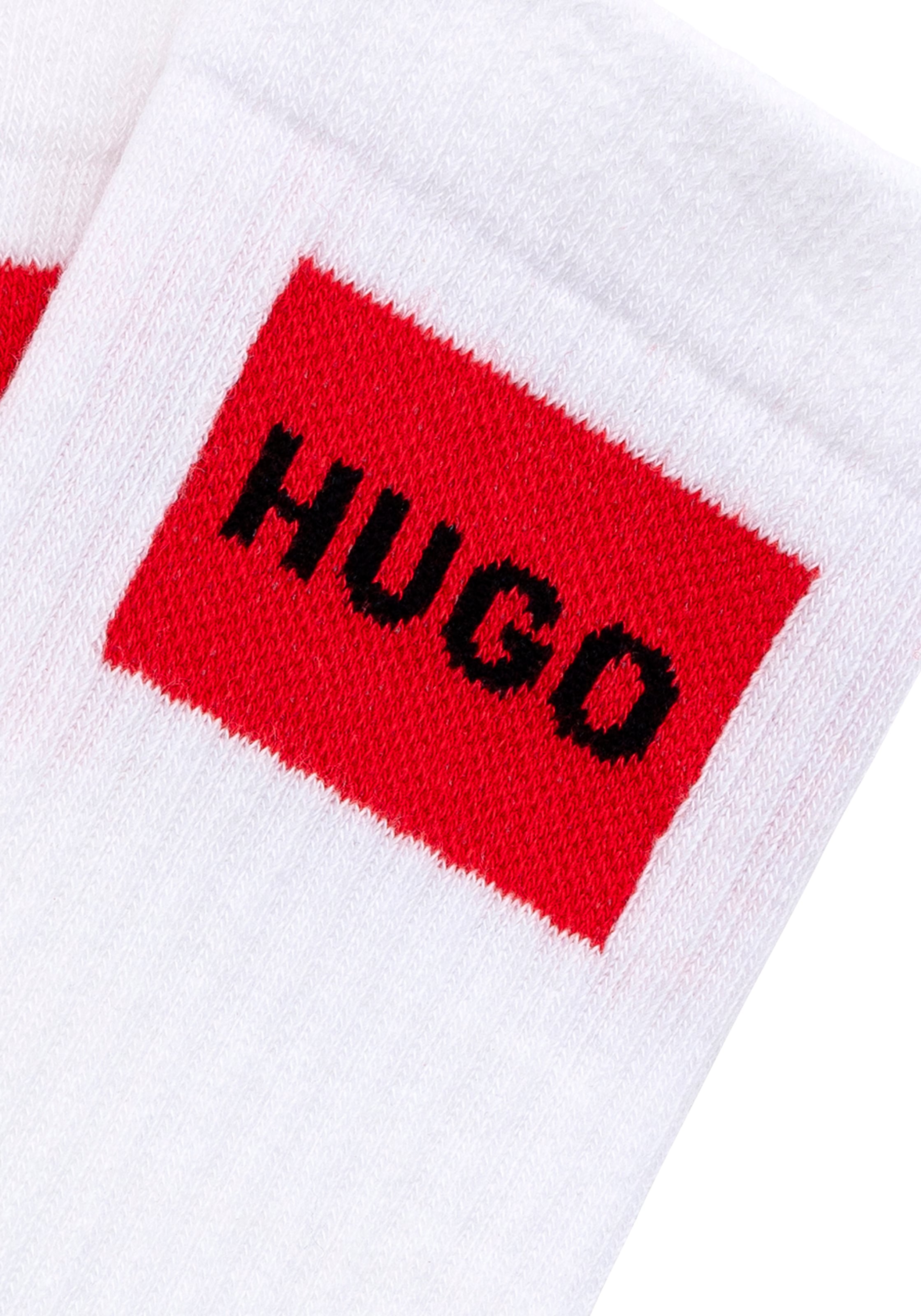 HUGO Underwear Freizeitsocken »2P QS RIB LABEL CC«, (Packung, 2 Paar, 2er), mit kontrastfarbenem HUGO Logo