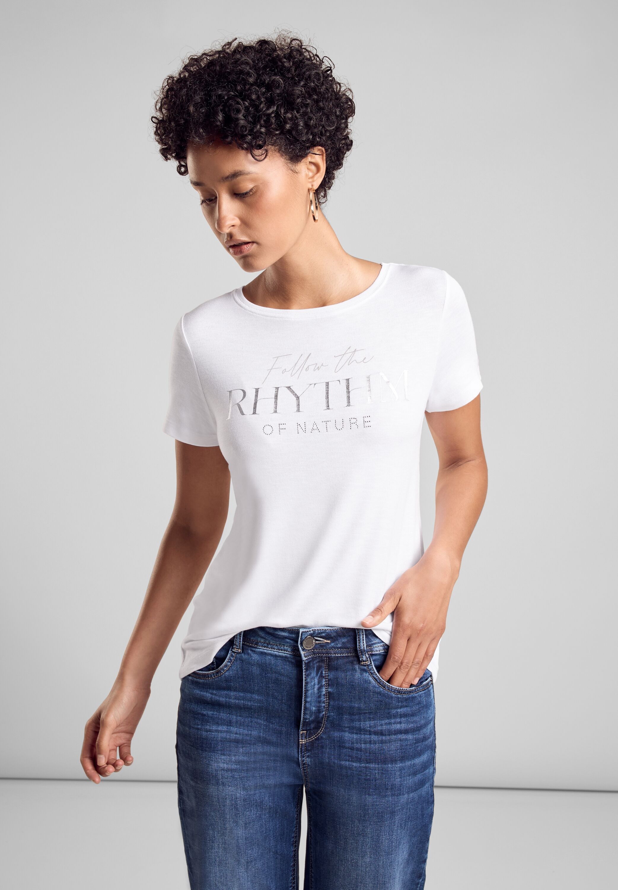 STREET ONE Rundhalsshirt »RHYTHM«, mit Schriftzug