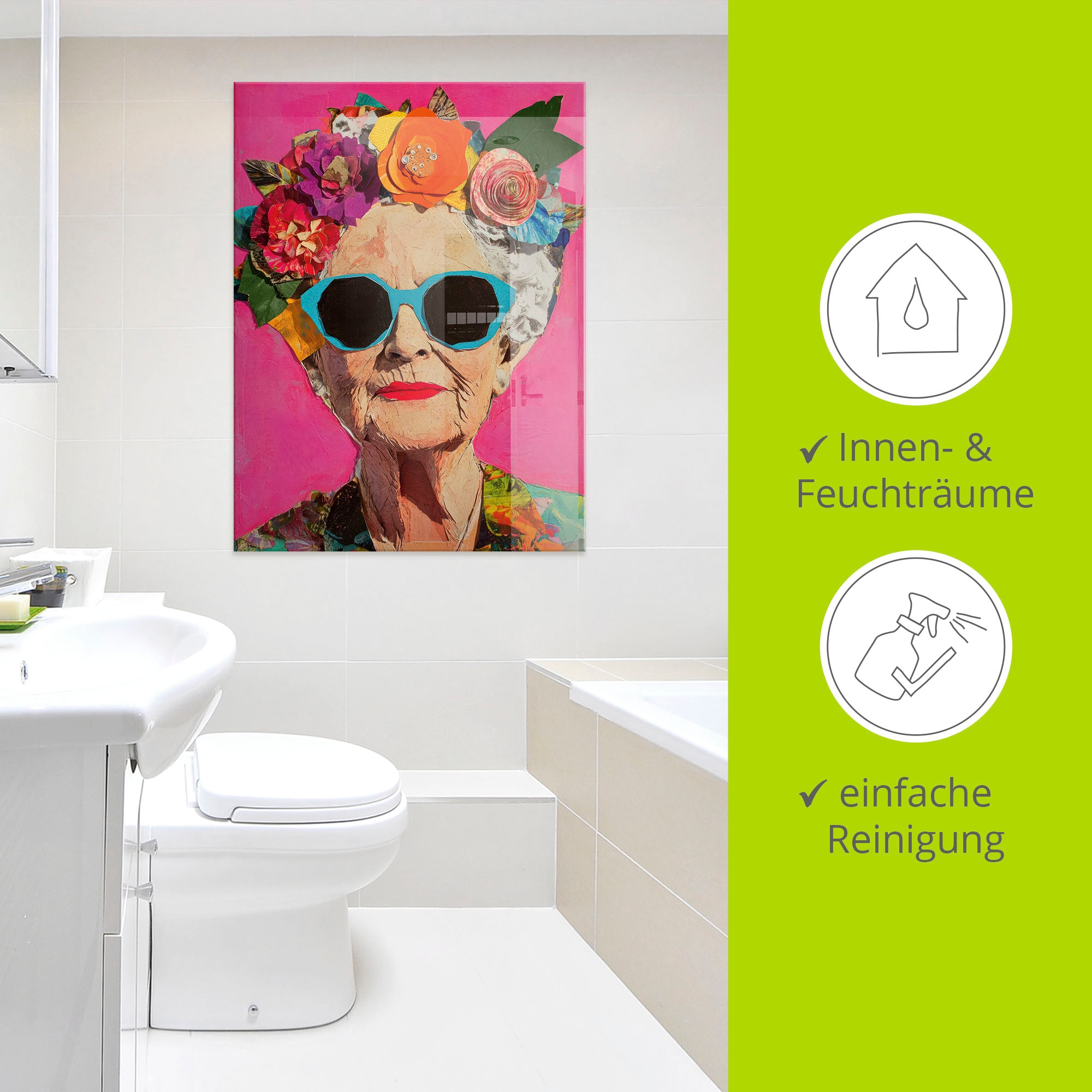 Artland Glasbild »Wild und fabelhaft, Frau mit Blumenkranz« Bilder von Frauen 1 Stk. tlg. in verschiedenen Größen