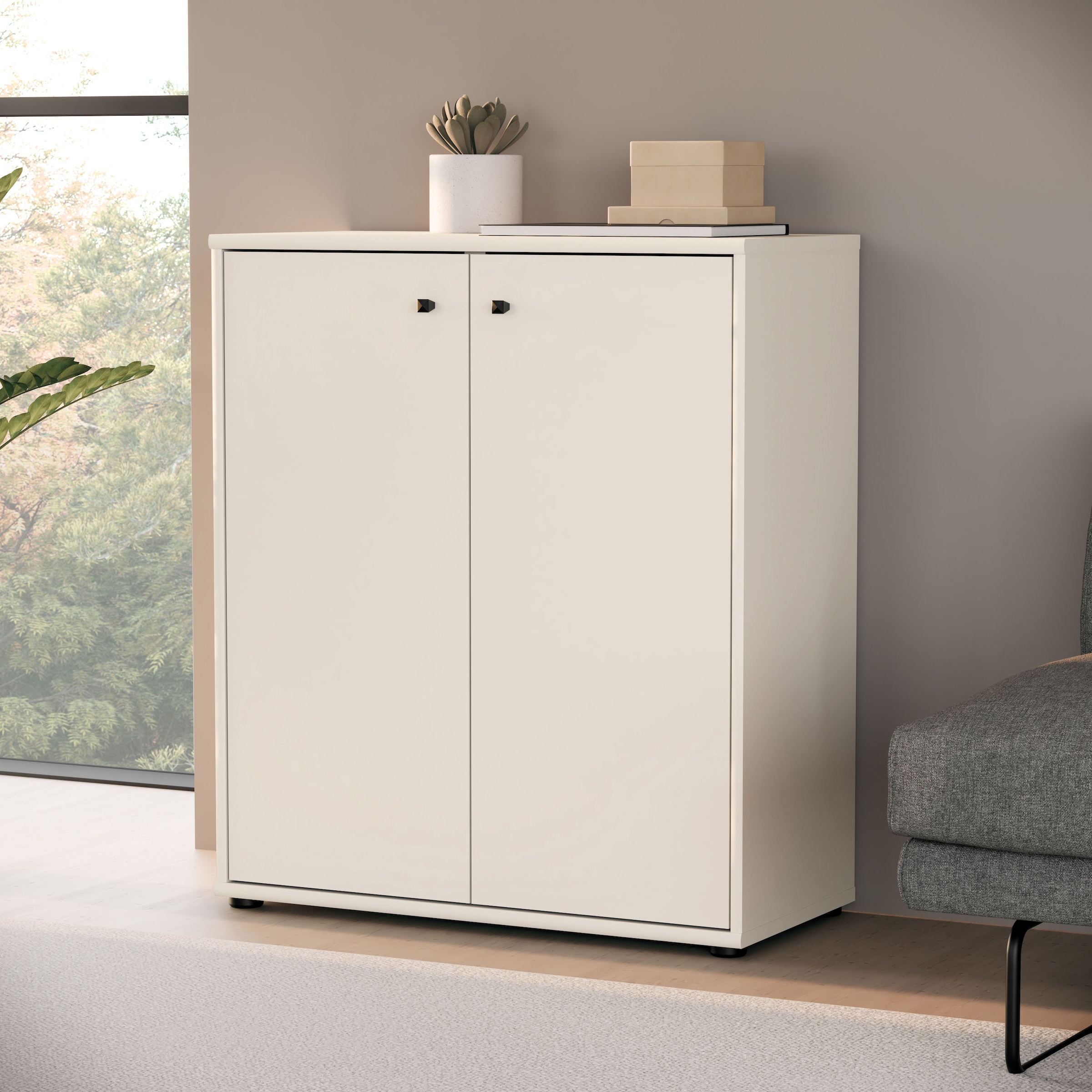 FORTE Kommode »Tempra, Kommode, 2 große Türen , Höhe 85,5 cm« Breite 73,7 cm