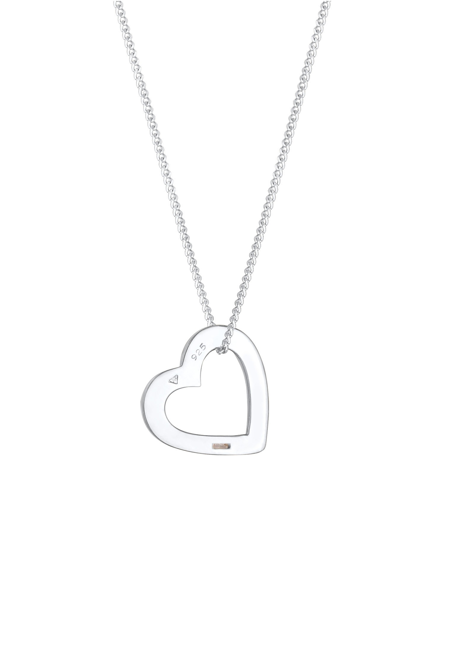Elli Silberkette »Halskette Herz Zirkonia Anhänger Cut Out 925 Silber«
