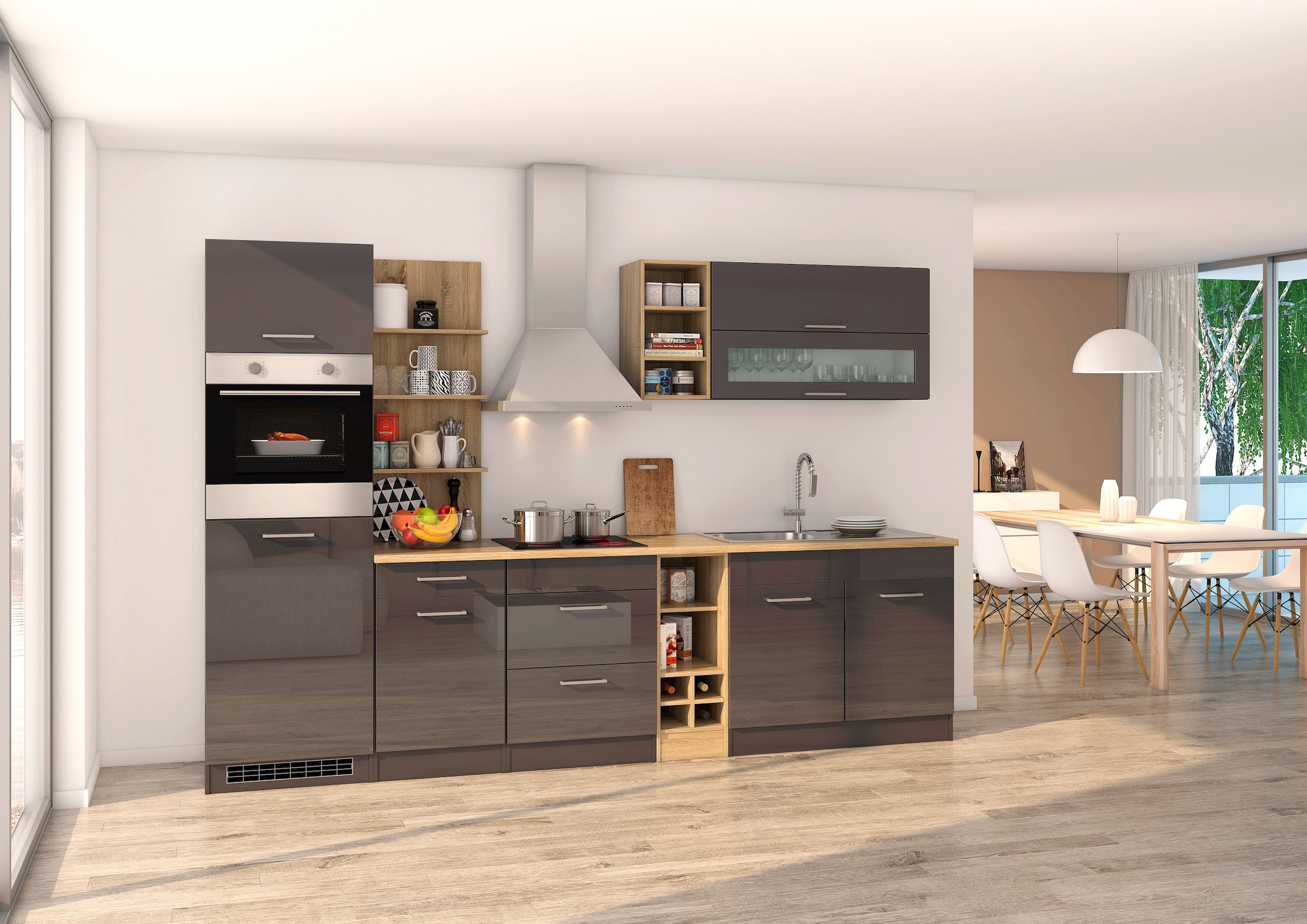 HELD MÖBEL Küchenzeile »Mailand«, mit Elektrogeräten, Breite 300 cm bei OTTO
