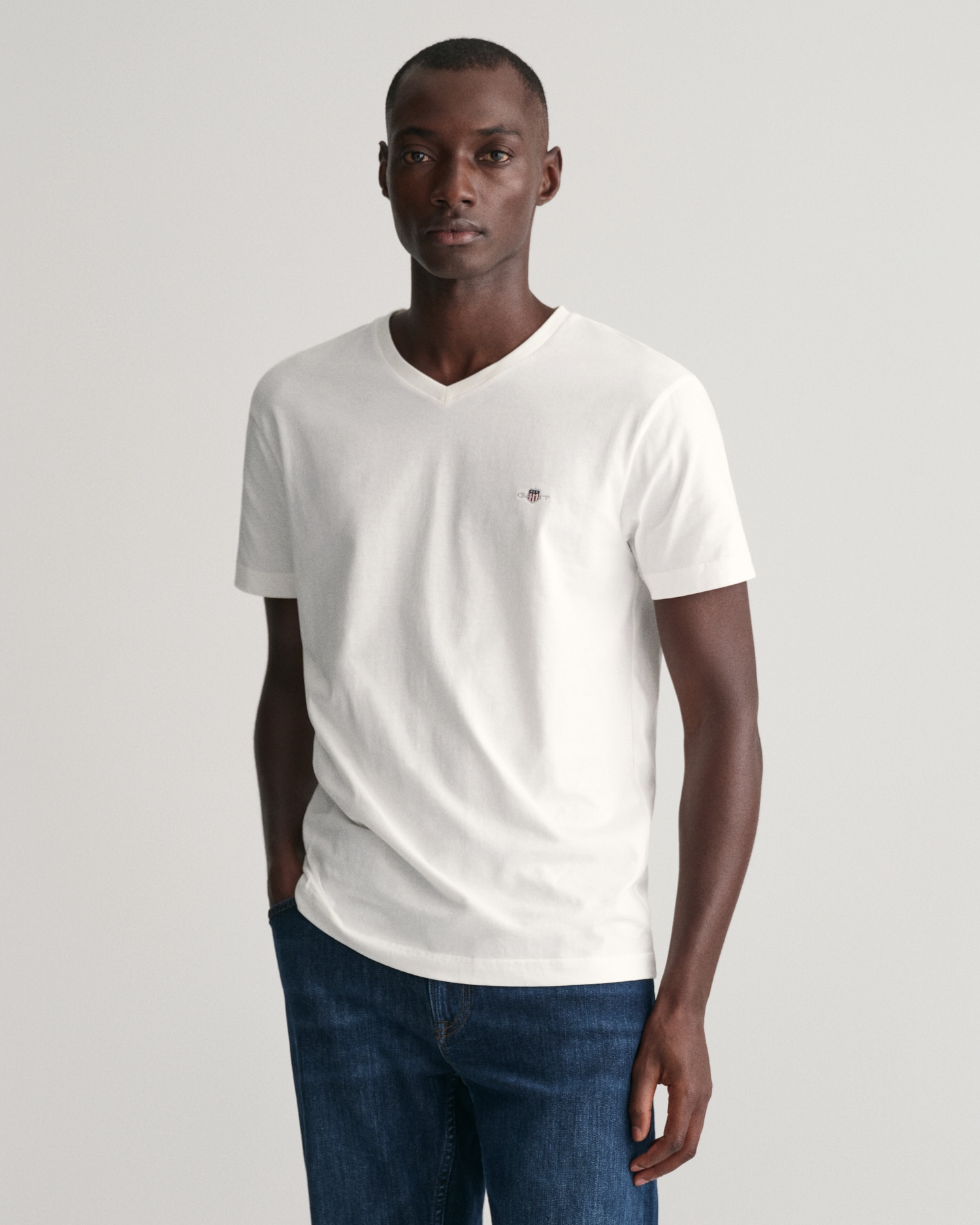 Gant T-Shirt »SLIM SHIELD V-NECK T-SHIRT«, mit einer kleinen Logostickerei  auf der Brust online kaufen bei OTTO