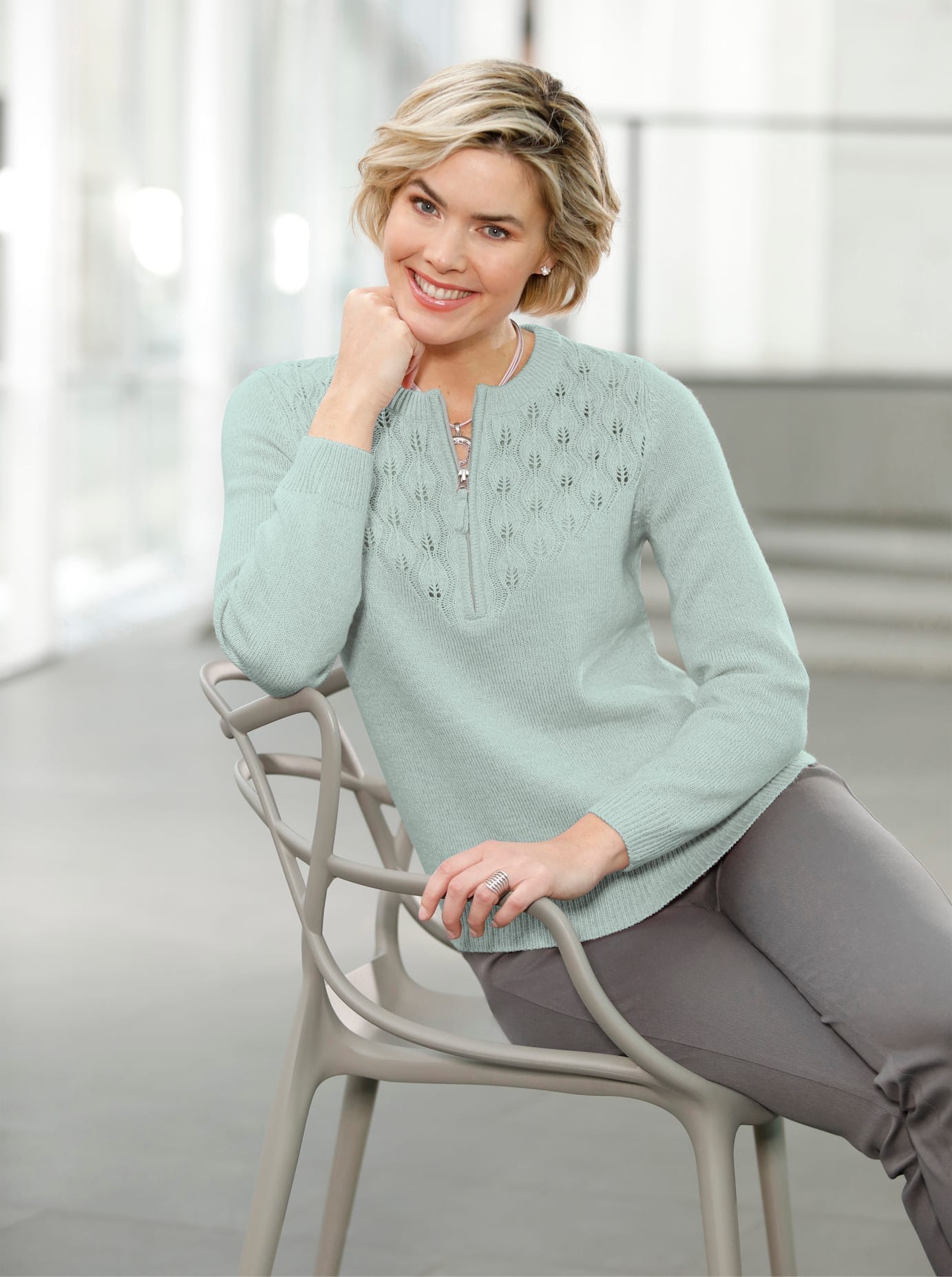 Classic Basics Damen Strickpullover »Pullover« in grün, Größe 54
