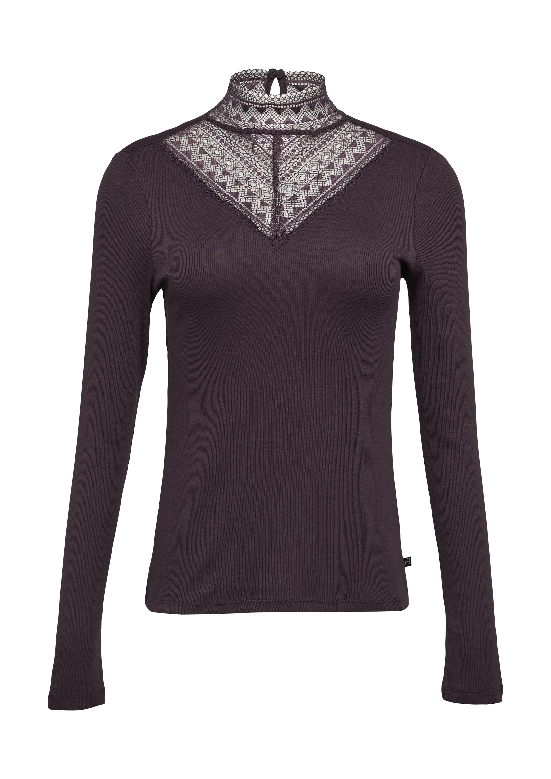 QS Langarmshirt, mit Spitzeneinsatz