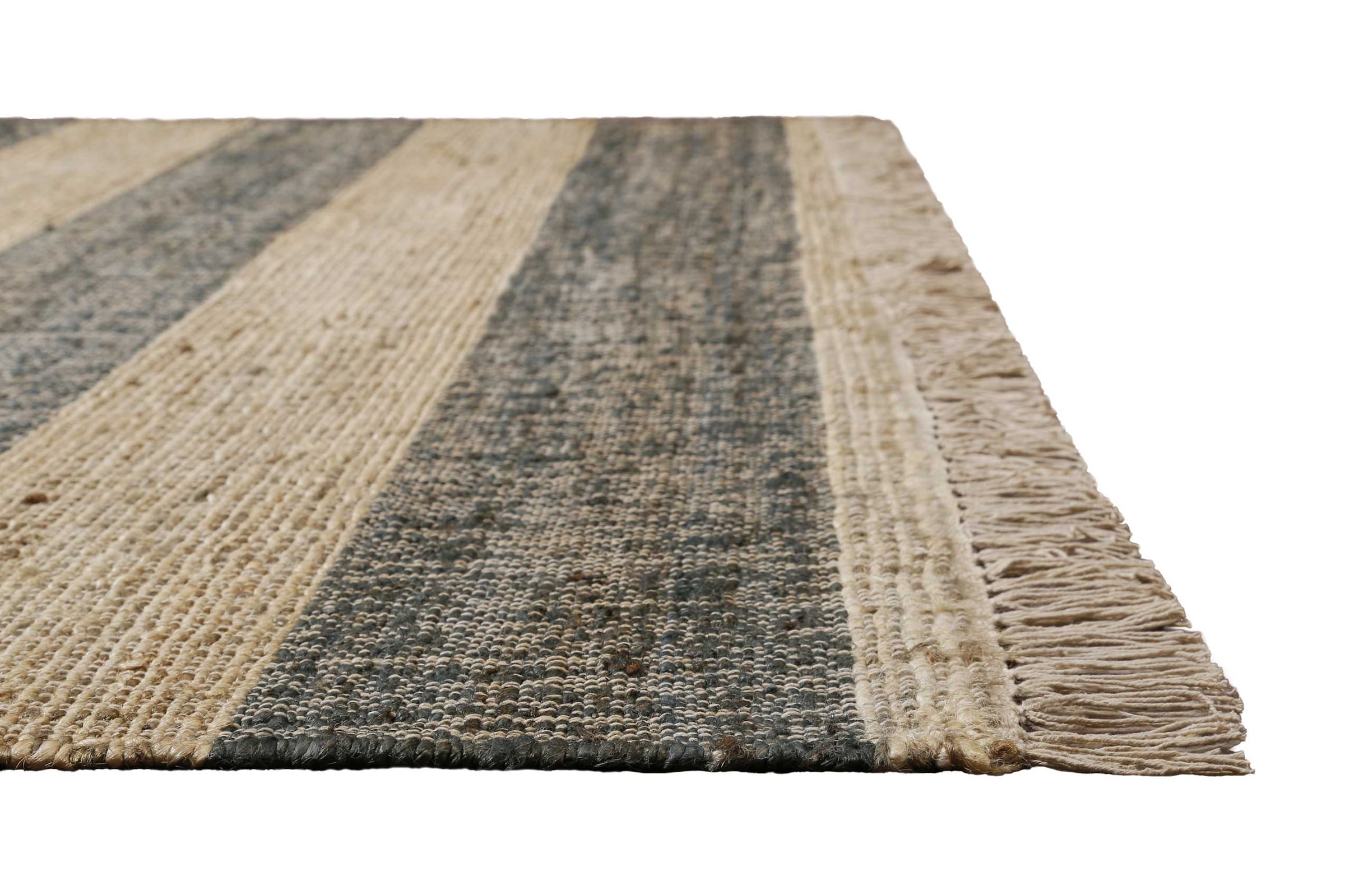 Green Looop Teppich »Virgil«, rechteckig, 4 mm Höhe, Naturfaser Teppich aus 80% Jute 20% Baumwolle, mit Fransen, Wohnzimmer
