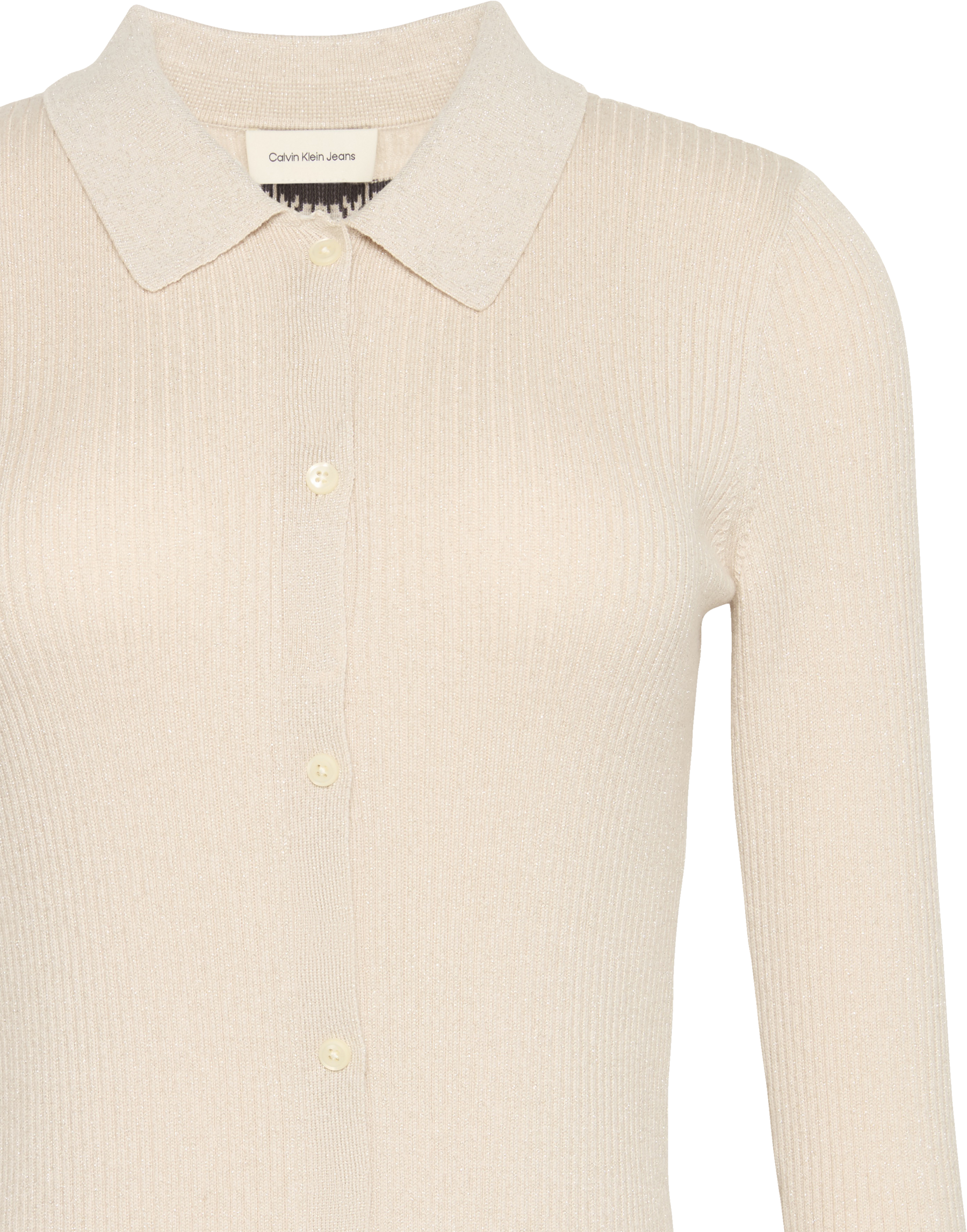 Calvin Klein Jeans Strickjacke Regular fit mit Glitzer und Rundhalsausschnitt