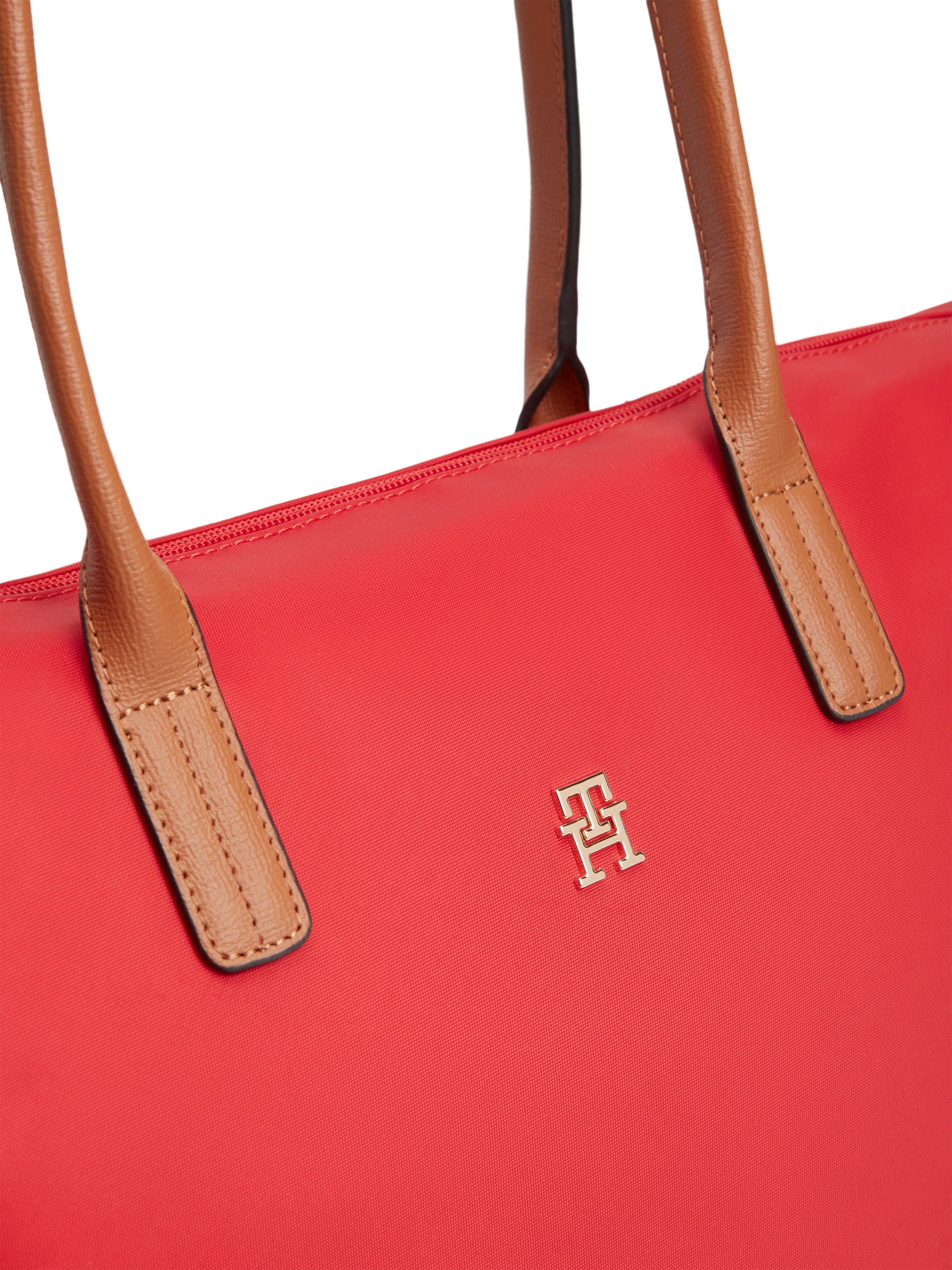 Tommy Hilfiger Tragetasche »POPETTE TOTE« Damen Handtasche, Schultertasche mit kontrastfarbigen Henkeln