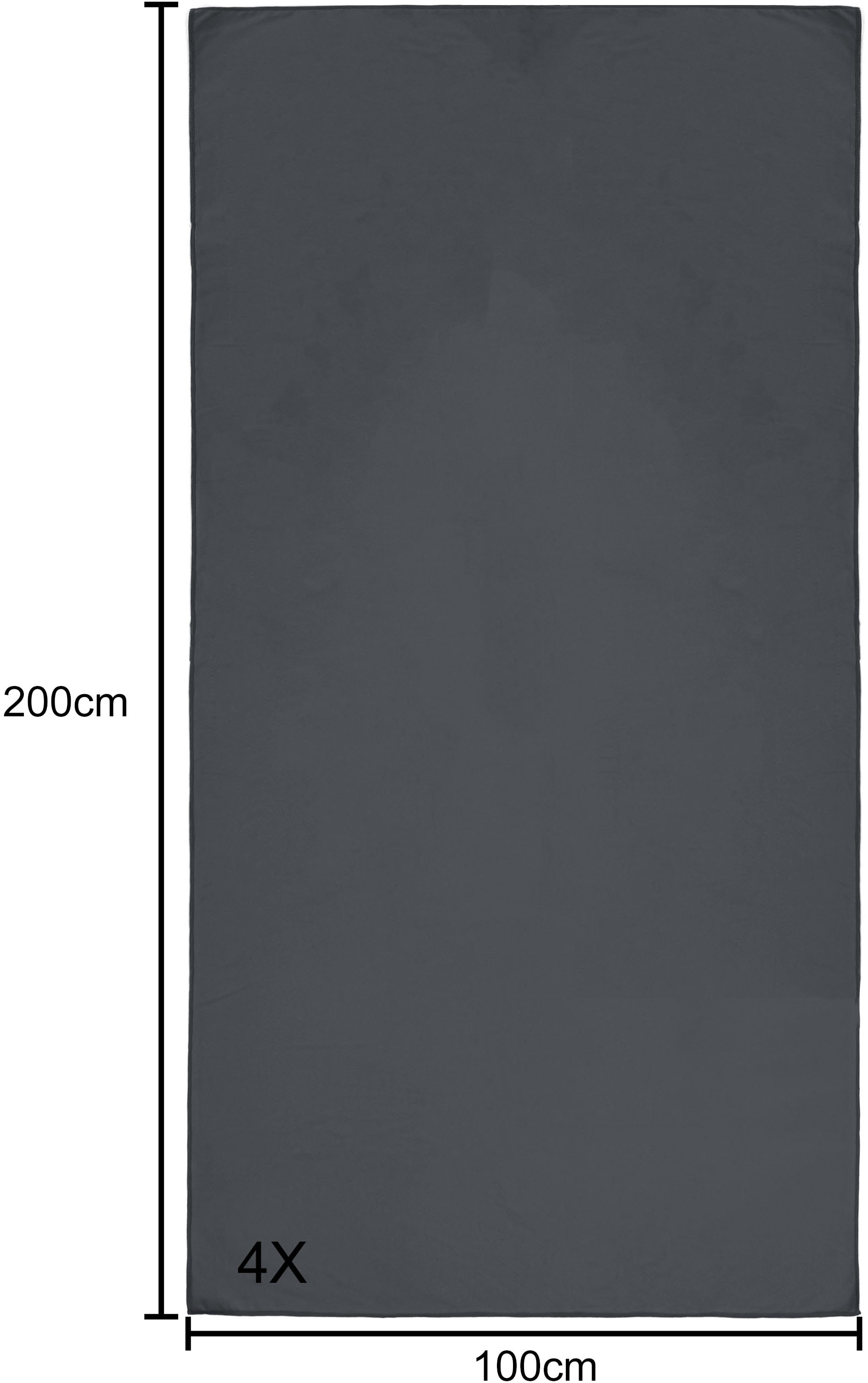 my home Reisehandtuch »Xavi, 4 x 100x200cm ideal als Sporthandtuch, Reisehandtuch«, (4 St.), als Serie und Set, sehr leicht, kompakt, schnelltrocknend, Mikrofaser