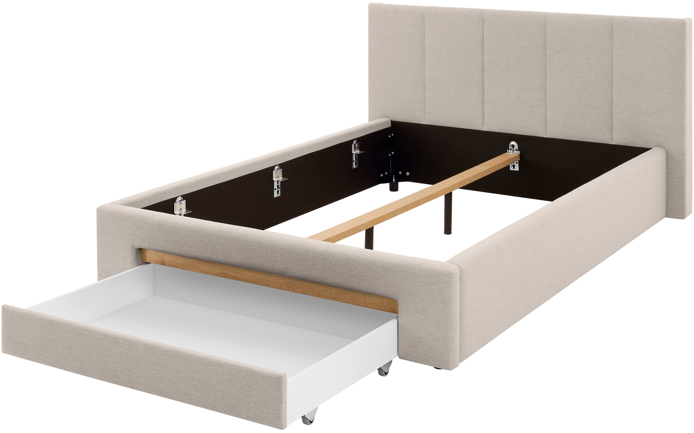 INOSIGN Polsterbett »CiTY/GiRON, Bettgestell mit Bettkasten, gepolstertes Stauraumbett«, mit Hundebett oder Stauraumschublade, Bezug Cord-oder Leinenoptik