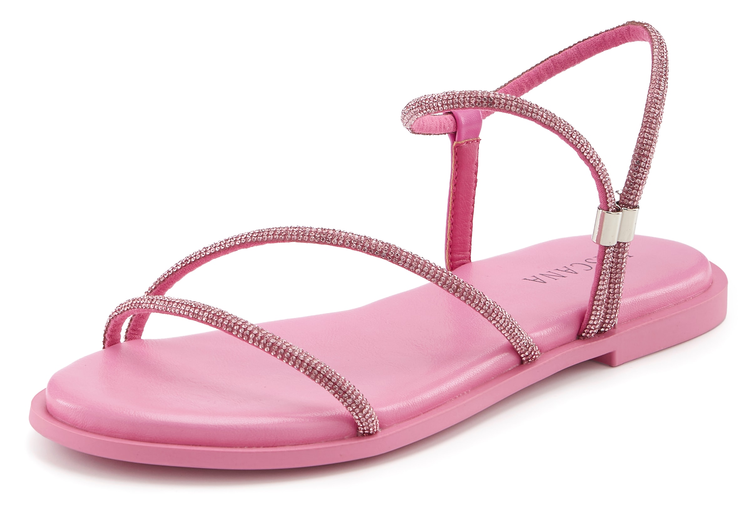 LASCANA Sandalette »Riemchensandalette, Sommerschuh, offener Schuh«  Glitzer-Sandalen mit cleverem Schmuckelement