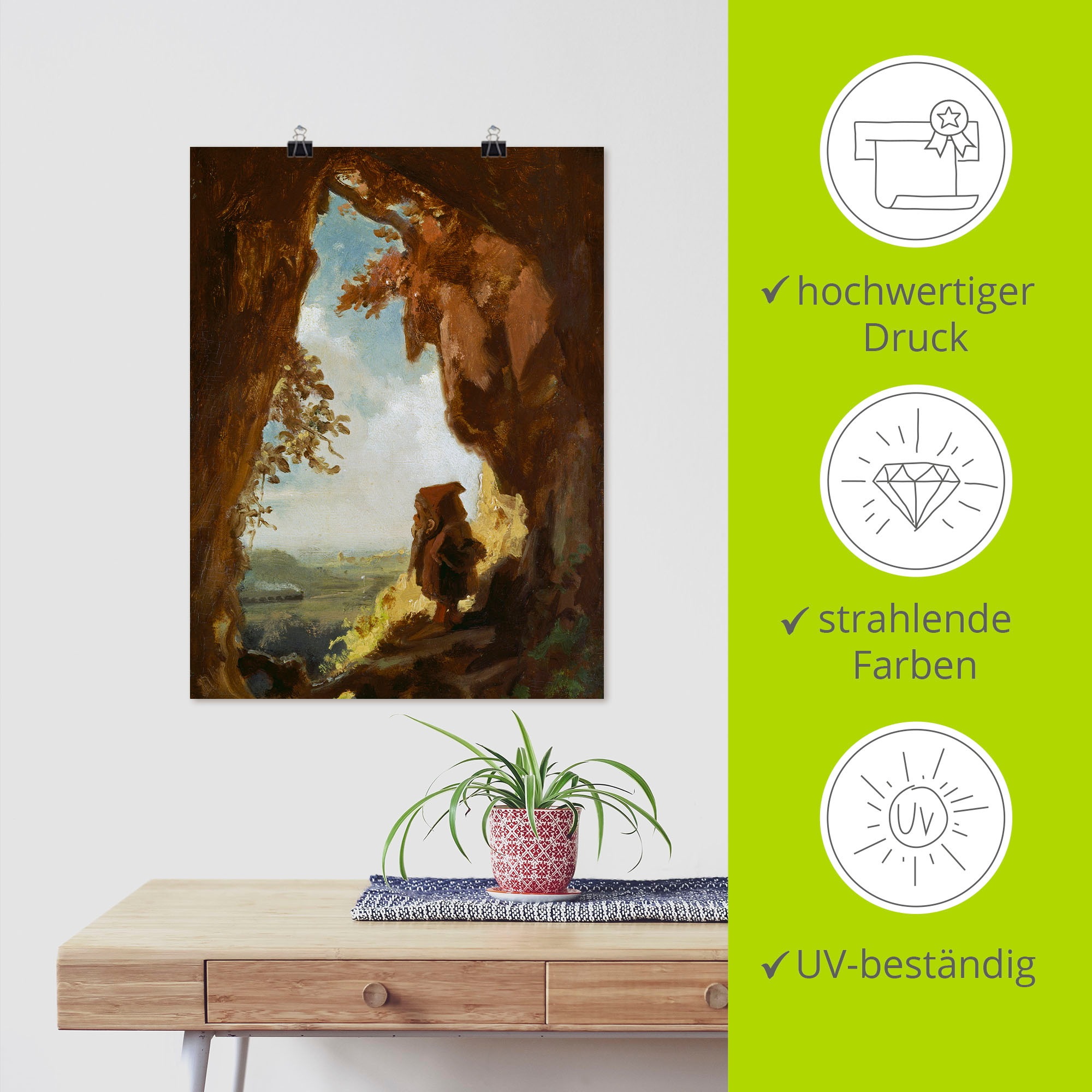Artland Wandbild »Gnom, Höhle die erste Eisenbahn«, Höhlen, (1 St.), als Leinwandbild, Poster in verschied. Größen