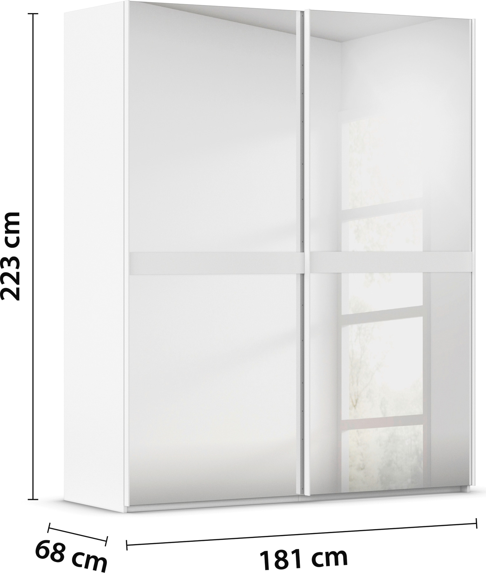 rauch Schwebetürenschrank »Kleiderschrank Schrank Garderobe Schlafzimmerschrank SCALE-LINE« edle Optik mit Bauchbinde in Korpusfarbe Spiegelfront MADE IN GERMANY