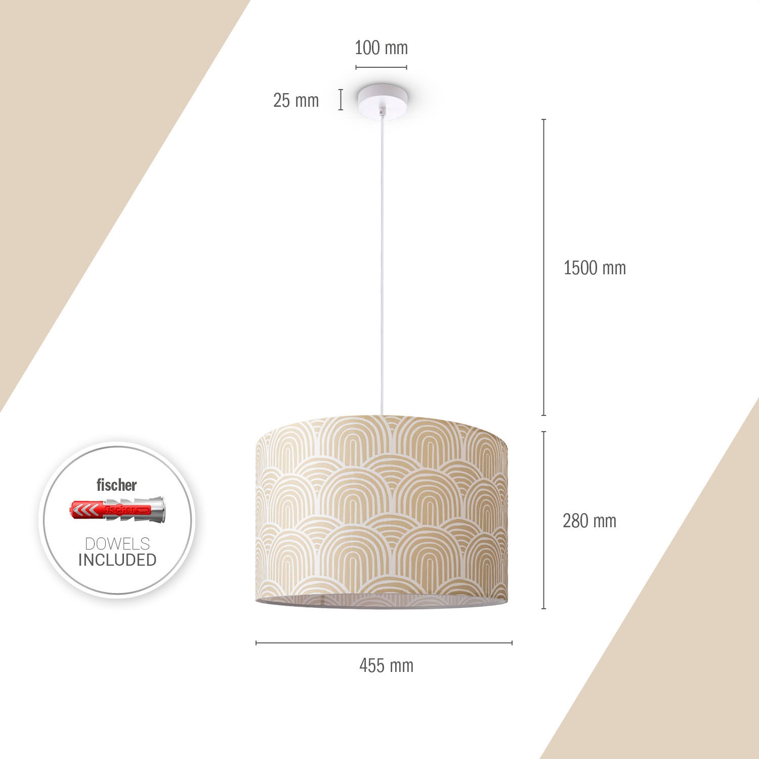 Paco Home Pendelleuchte »Hugo Pillar« E27 Hängeleuchte Wohnzimmerlampe Mit Schirm Modern Abstrakt Vintage