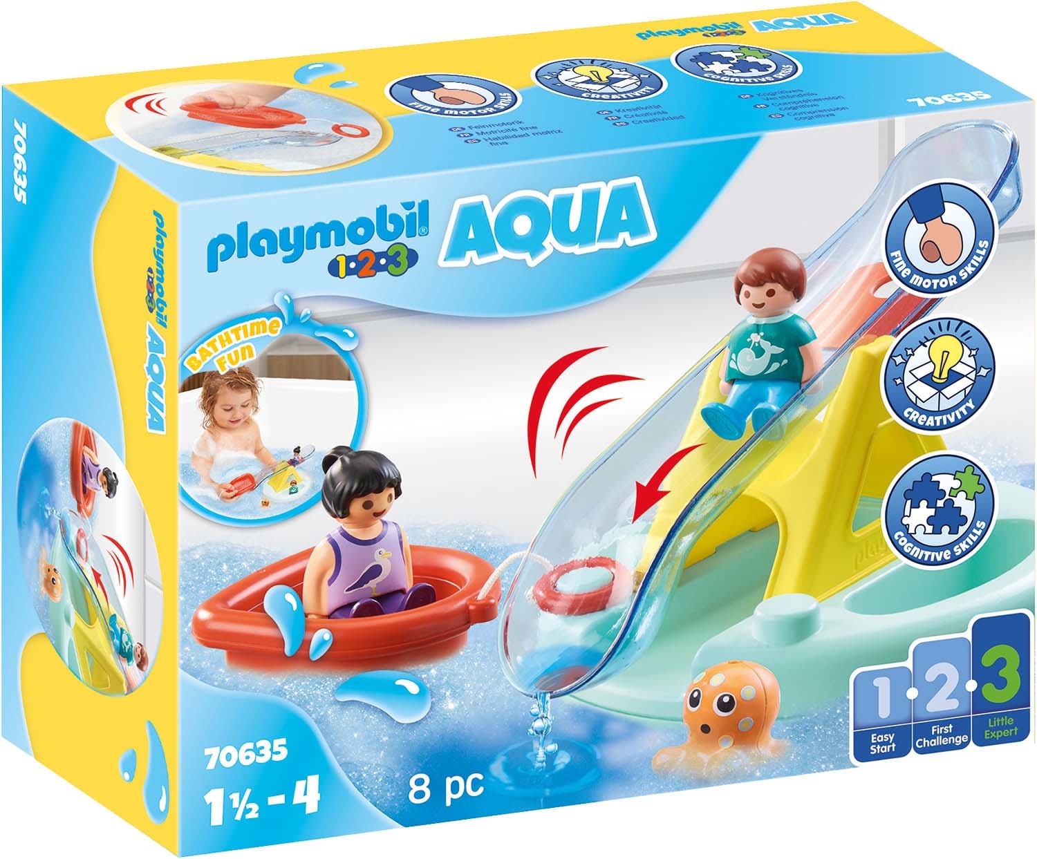 Konstruktions-Spielset »Badeinsel mit Wasserrutsche (70635), Playmobil 123 - Aqua«, (8...