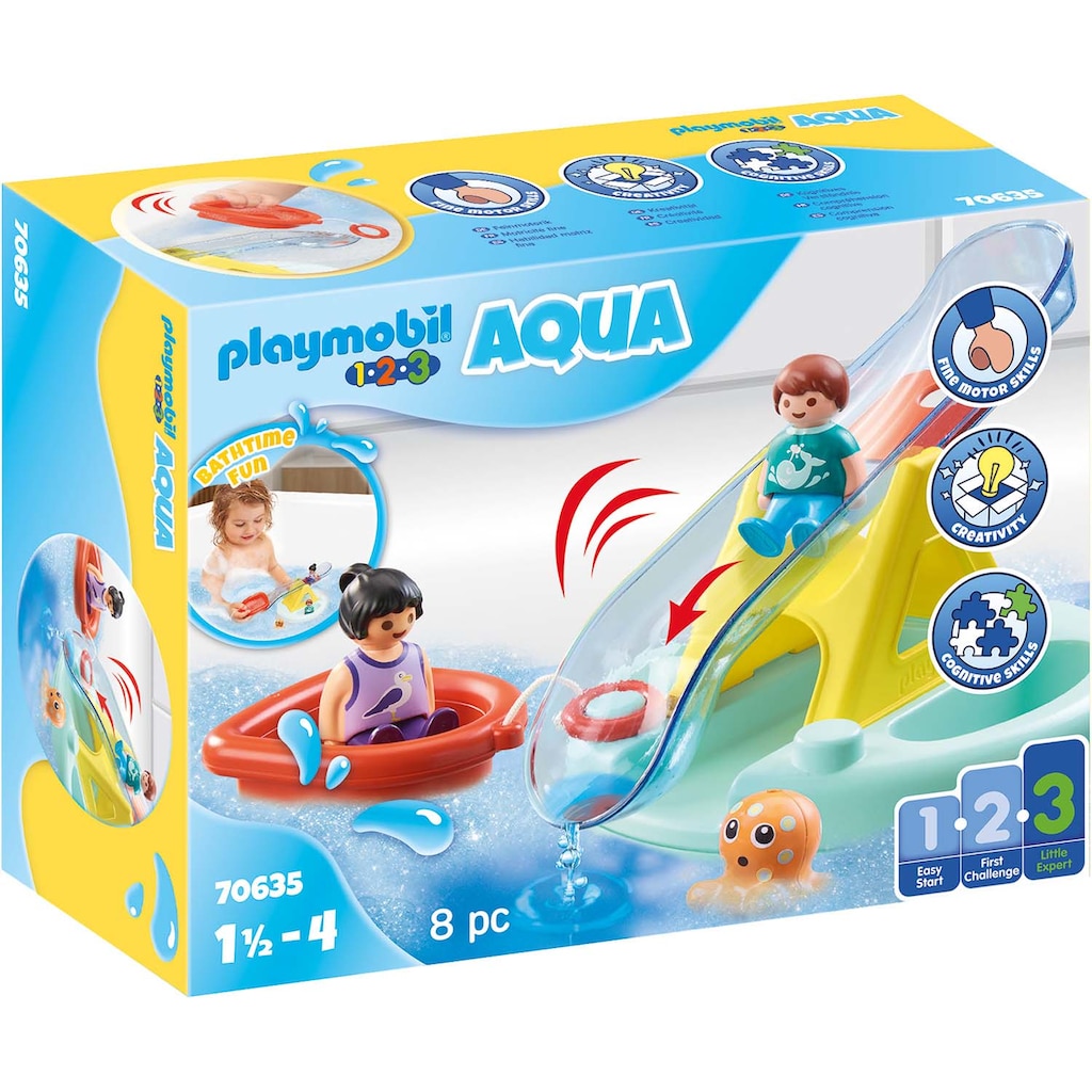 Playmobil® Konstruktions-Spielset »Badeinsel mit Wasserrutsche (70635), Playmobil 123 - Aqua«, (8 St.)