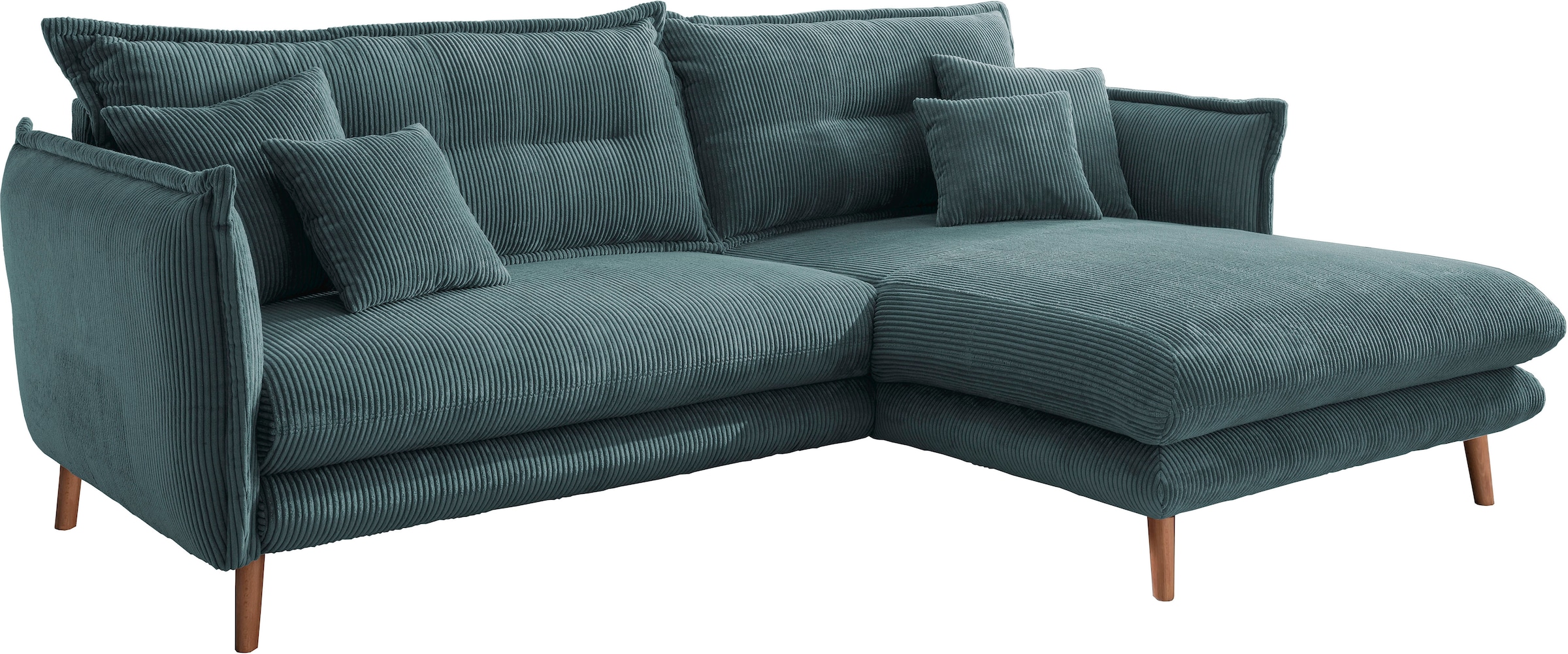 INOSIGN Ecksofa »Lazio modern und bequem, schmale Armlehnen, tolle Detailverarbeitung«, zwei verschiedene Fußfarben wählbar