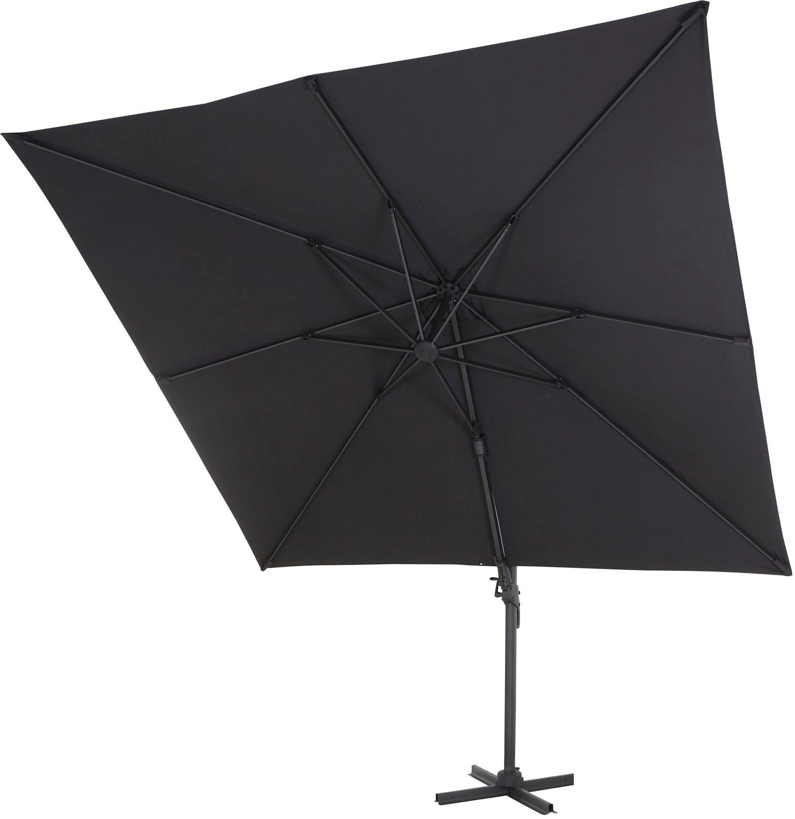 Siena Garden Ampelschirm »California«, (Set), inkl. Platten, Schutzhülle und Windsicherung, 3x3m