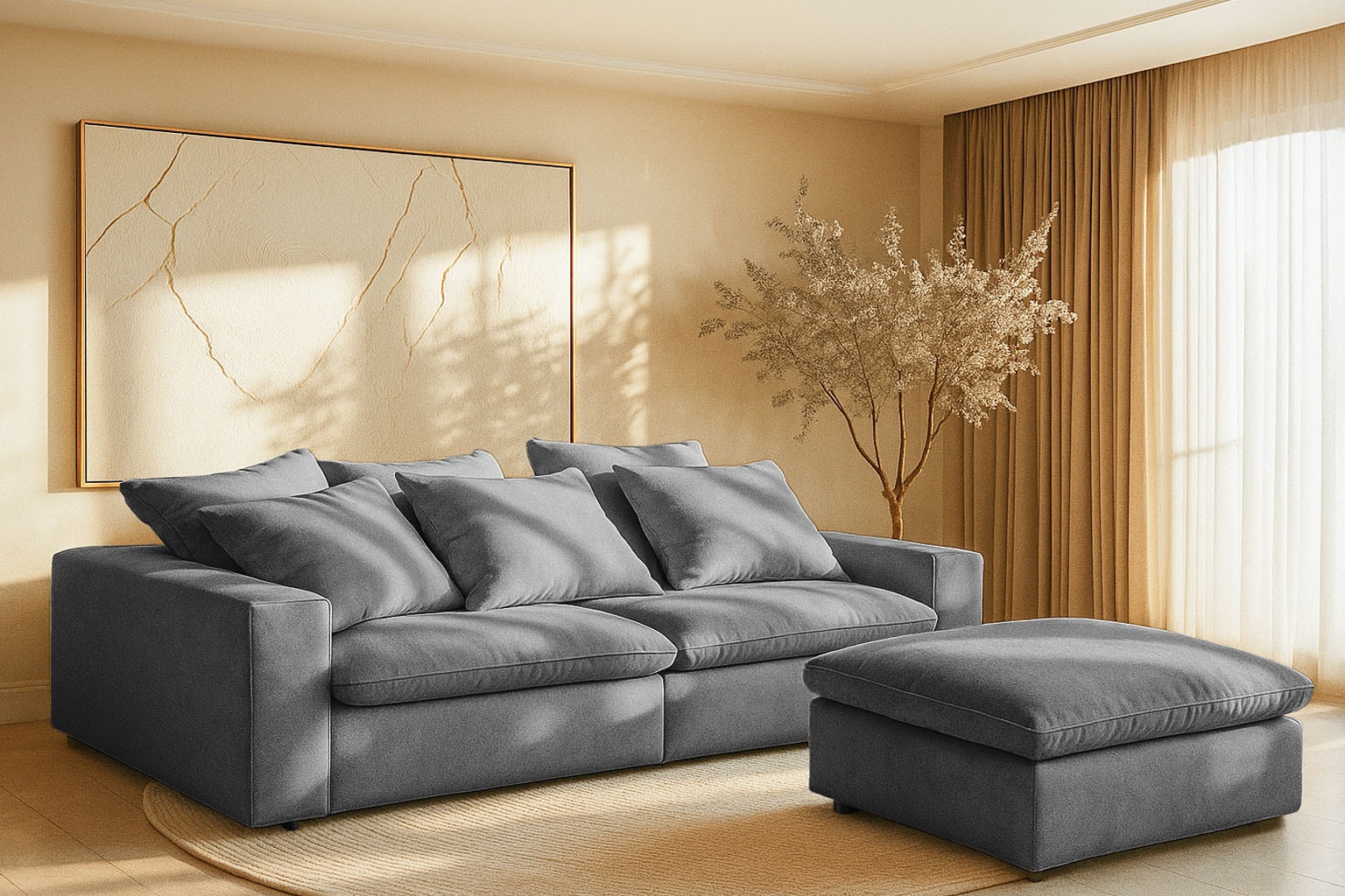 Home affaire Big-Sofa »Venslev« Lounge-Sofa, mit extra tiefer Sitzfläche und losen Kissen