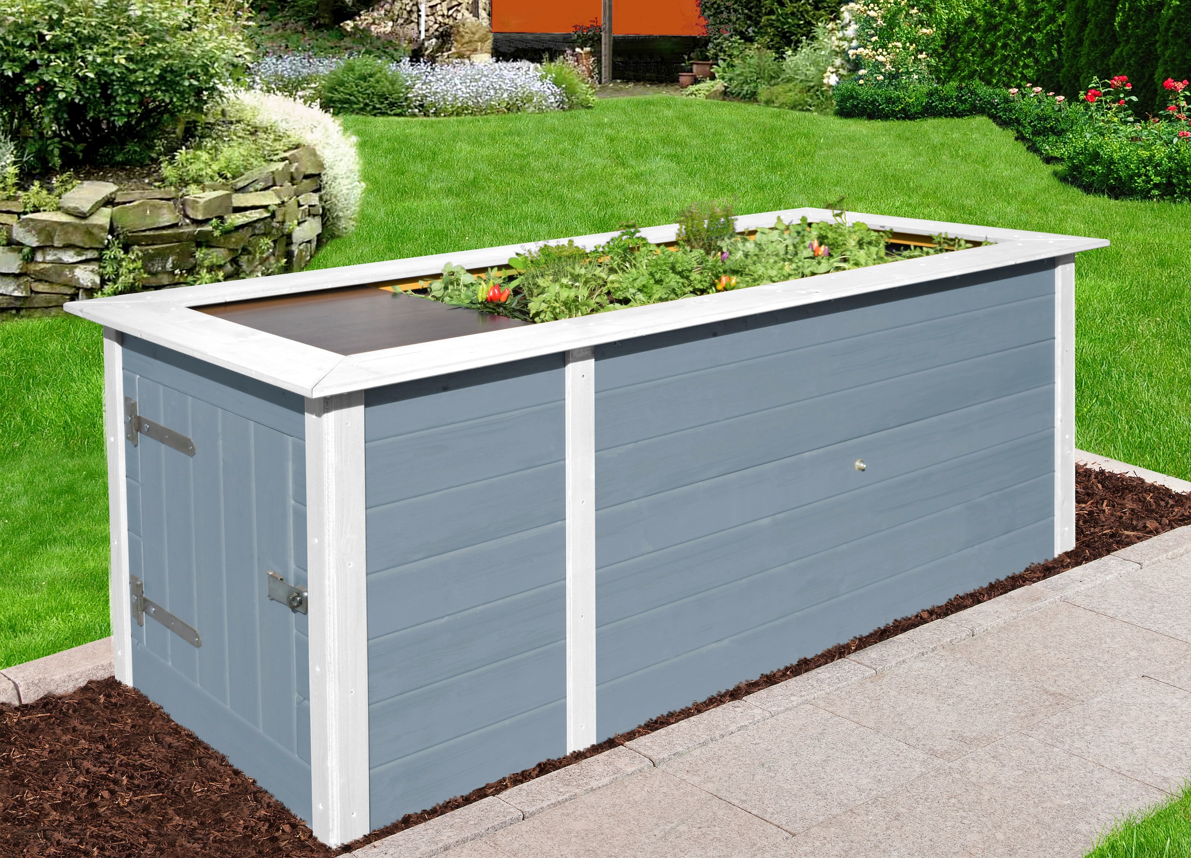 weka Hochbeet BxTxH: 205x80x81 cm, mit Anbauschrank