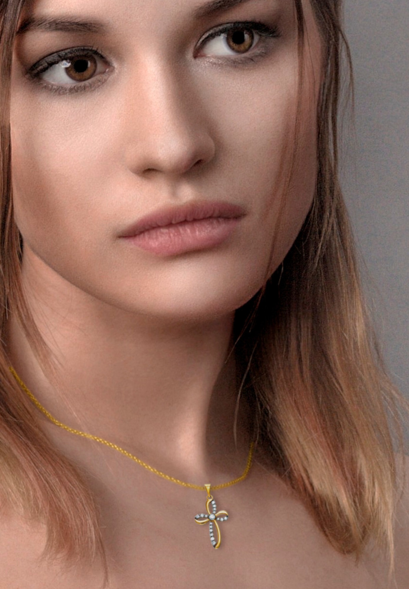 ONE ELEMENT Kettenanhänger »Zirkonia Kreuz Anhänger aus 333 Gelbgold«