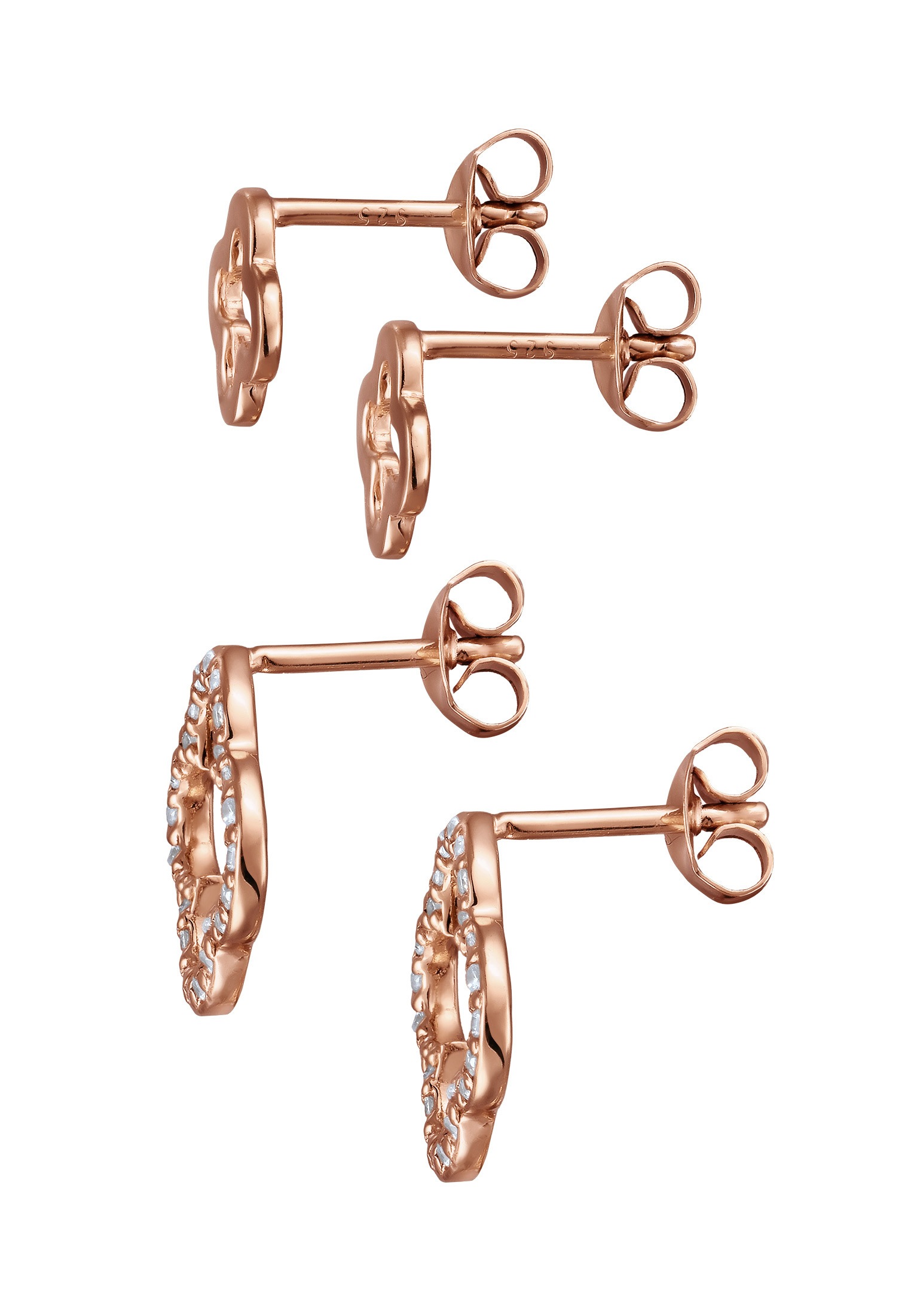 Elli Ohrstecker-Set »Ohrringe Kleeblatt Zirkonia Set Glücksymbol 925 Sterling Silber«