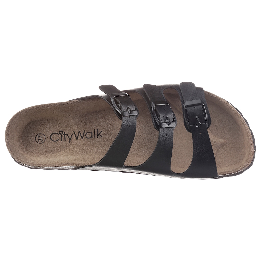 CITY WALK Pantolette, Gartenschuh, Berufsschuh, Hausschuh mit Veloursleder-Fußbett