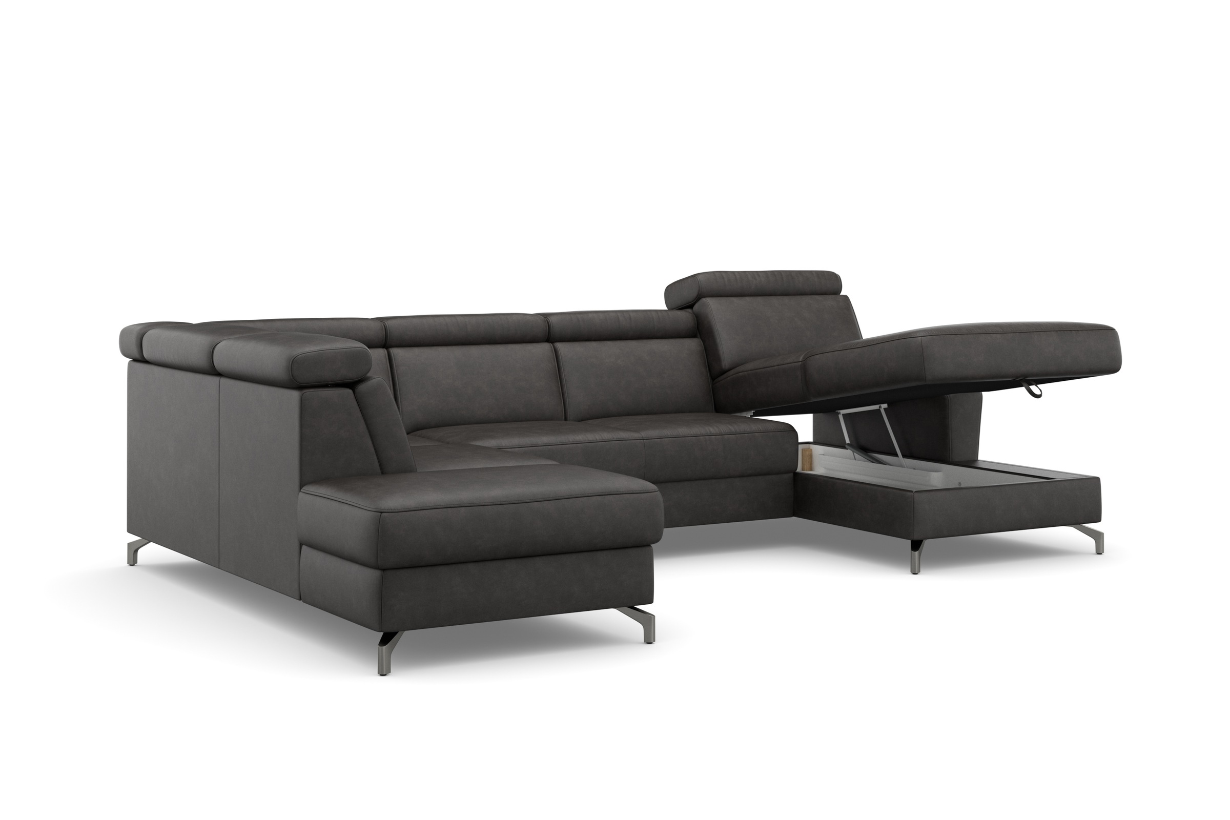 sit&more Wohnlandschaft »Scarlett U-Form«, inklusive Kopfteilverstellung, wahlweise mit Bettfunktion, Bettkasten