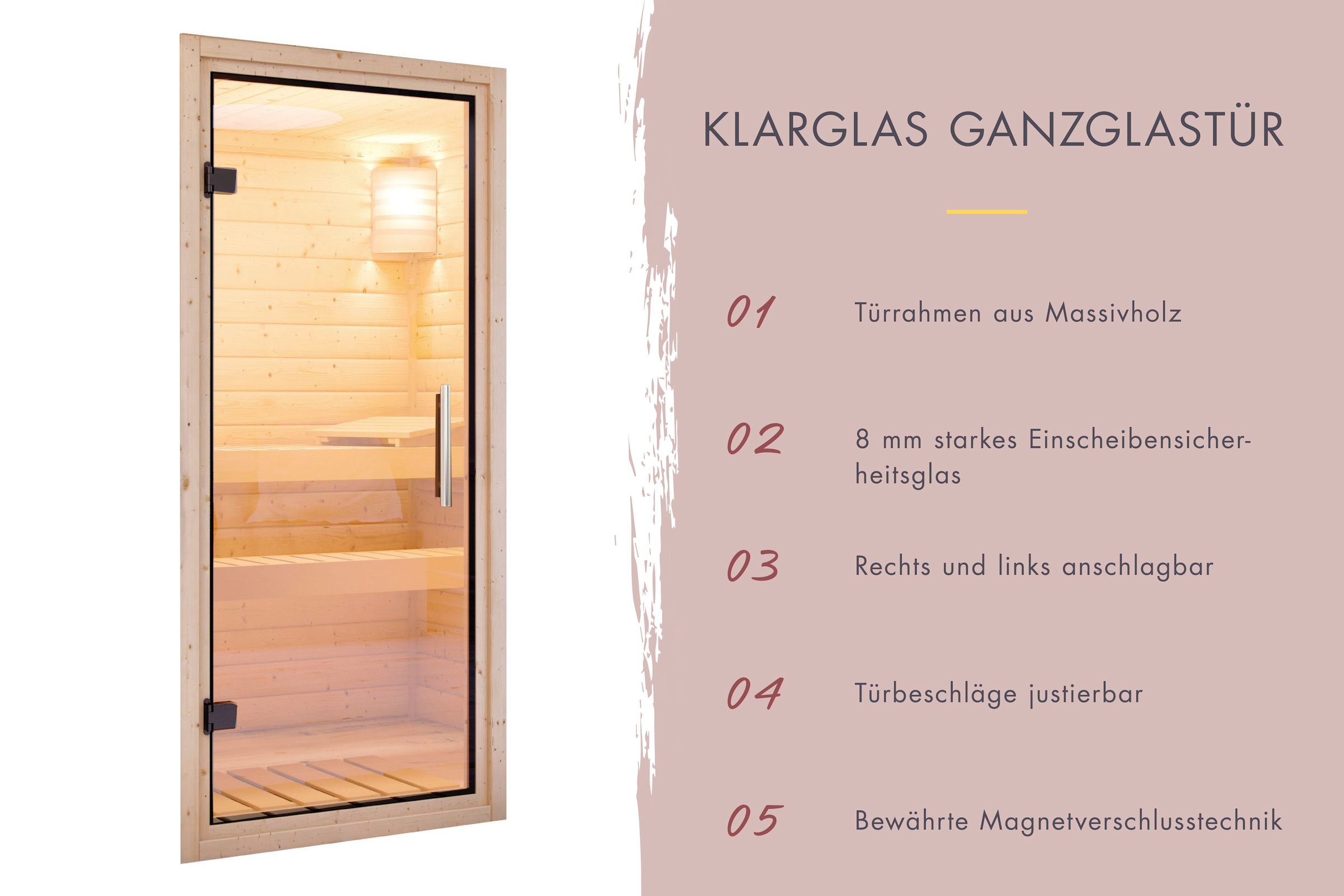 Karibu Sauna »Mia (Fronteinstieg)« Ofen 9 KW externe Strg easy
